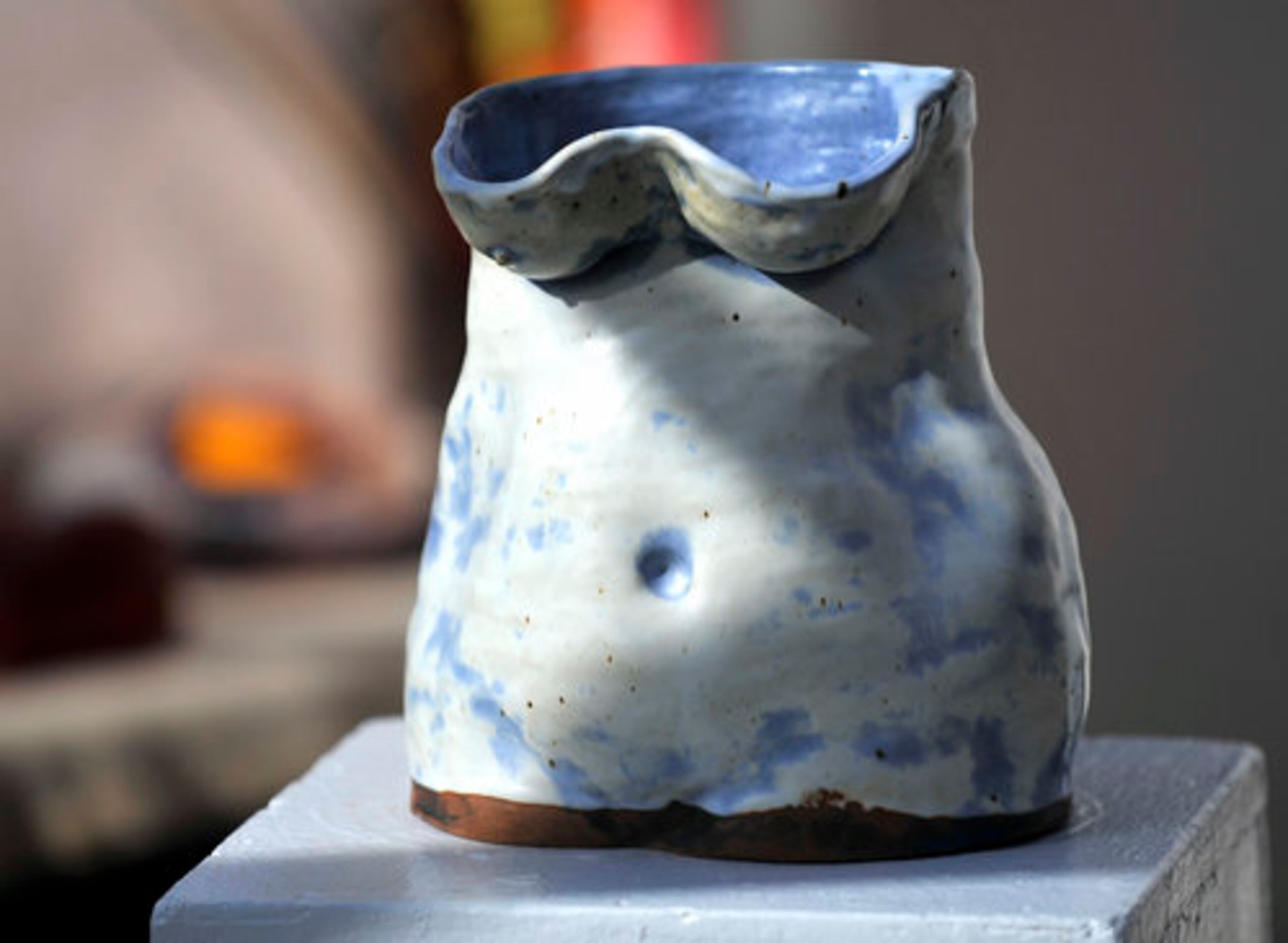 Ceramic Sculpture by ceramic student Felicite Verren, at the Christmas at Callanwolde Artist Market "Charming ARTifacts."