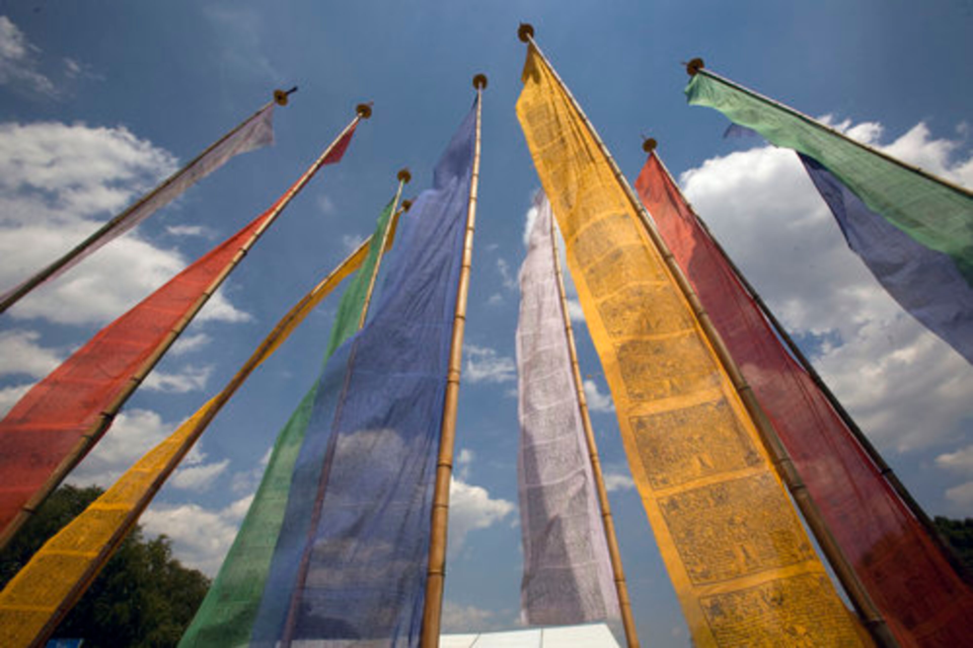 Bhutanese banners reach skyward at the Smithsonia Folklife Festival on the National Mall in Washington. Bhutan, Texas and NASA are the themes of this year's festival.