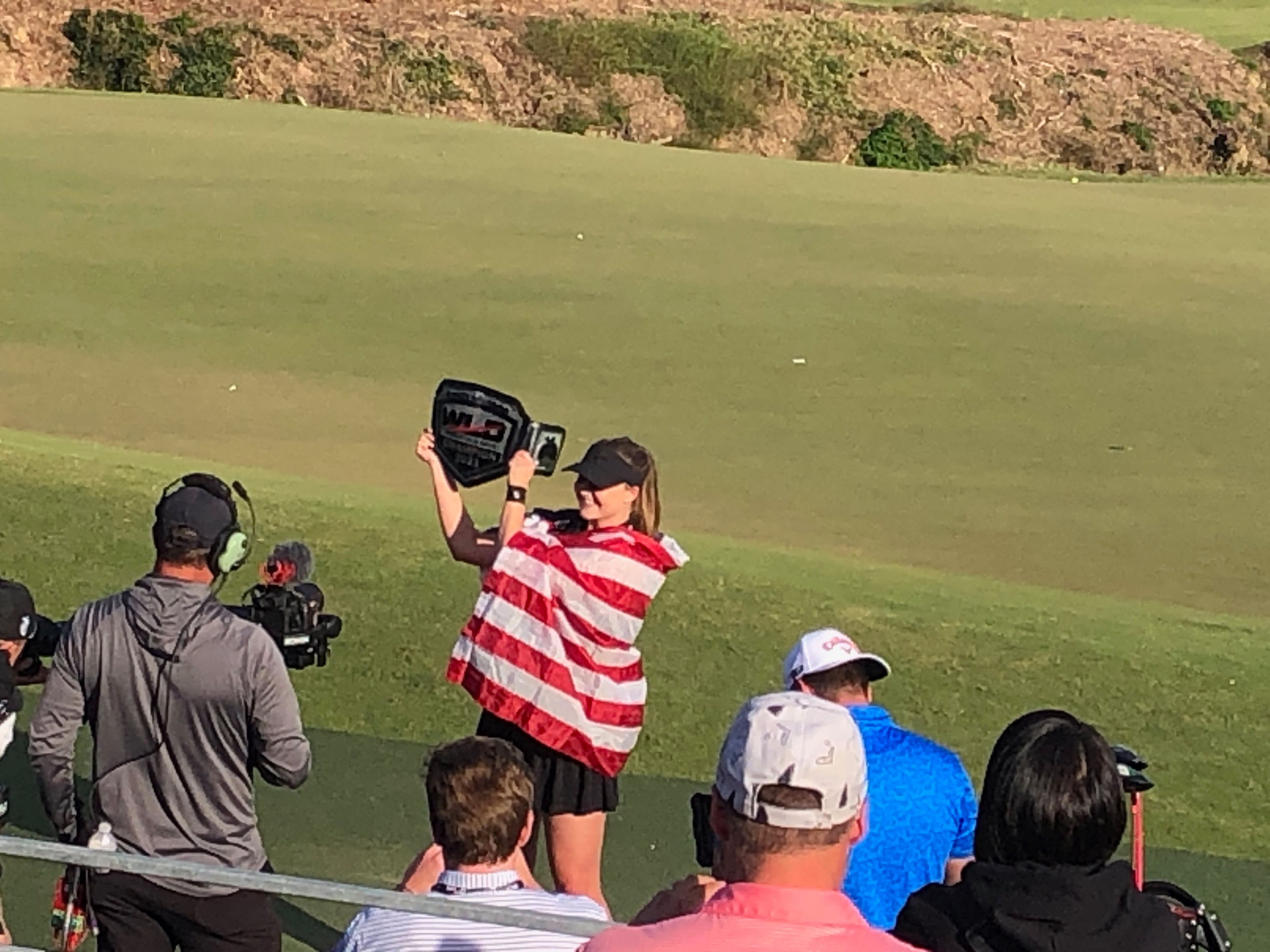 Monica Lieving of Colorado won the Women's Division of the World Long Drive Championship on Oct. 22, 2023 at Bobby Jones Golf Course in Atlanta.