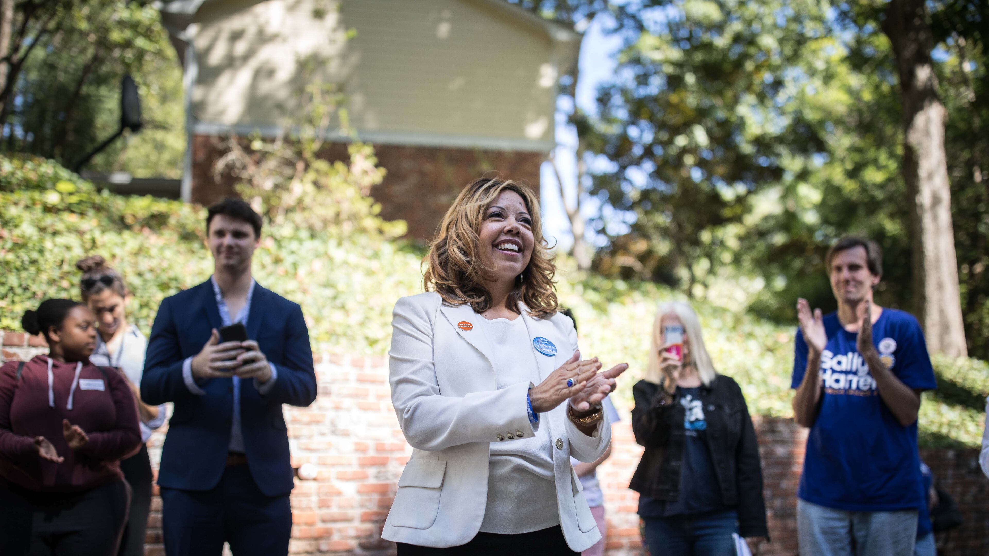 Then-Democratic candidate Lucy McBath speaks to campaign volunteers and supporters on Oct. 13, 2018, in Atlanta. Branden Camp/Special