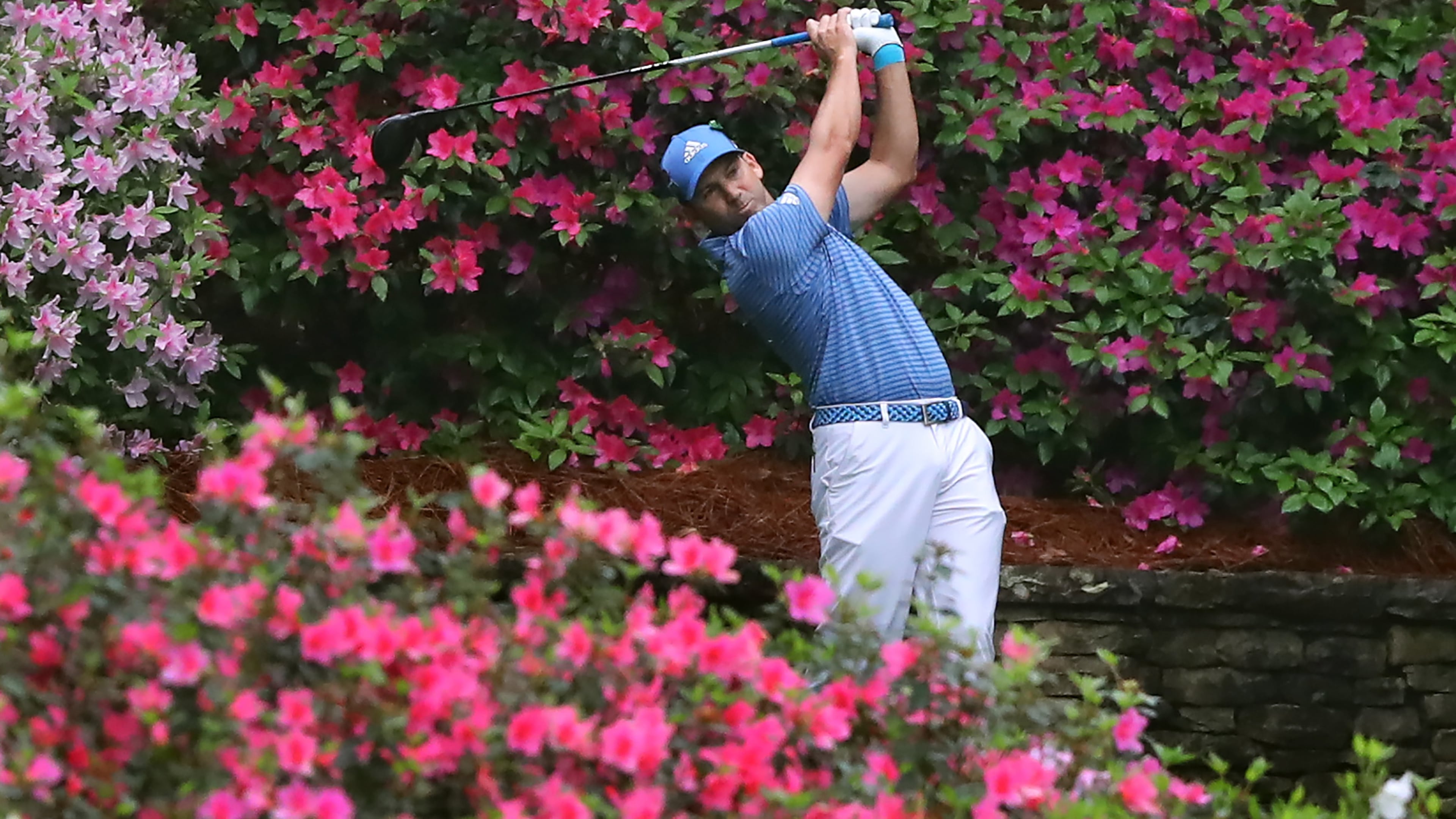 Defending Masters champion Sergio Garcia tees off on the 13th hole during his practice round for the Masters at Augusta National Golf Club on Wednesday, April 4, 2018, in Augusta. Curtis Compton/ccompton@ajc.com