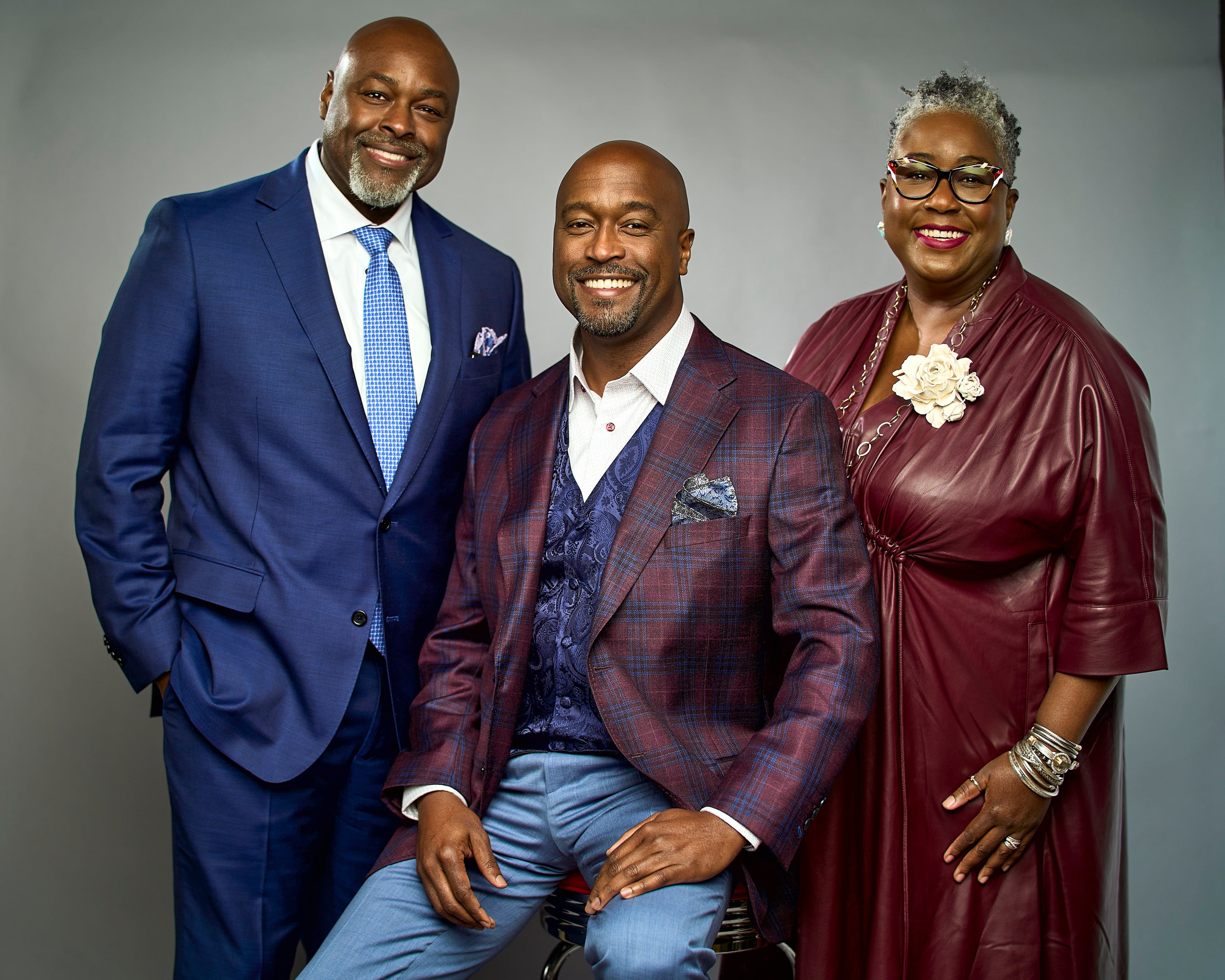 From left, Dr. George Crawford, Dr. Marcus Crawford and Christine Ruth Crawford donated $1 million to Morehouse College and $1 million to Spelman College in April. (Courtesy of Morehouse College)