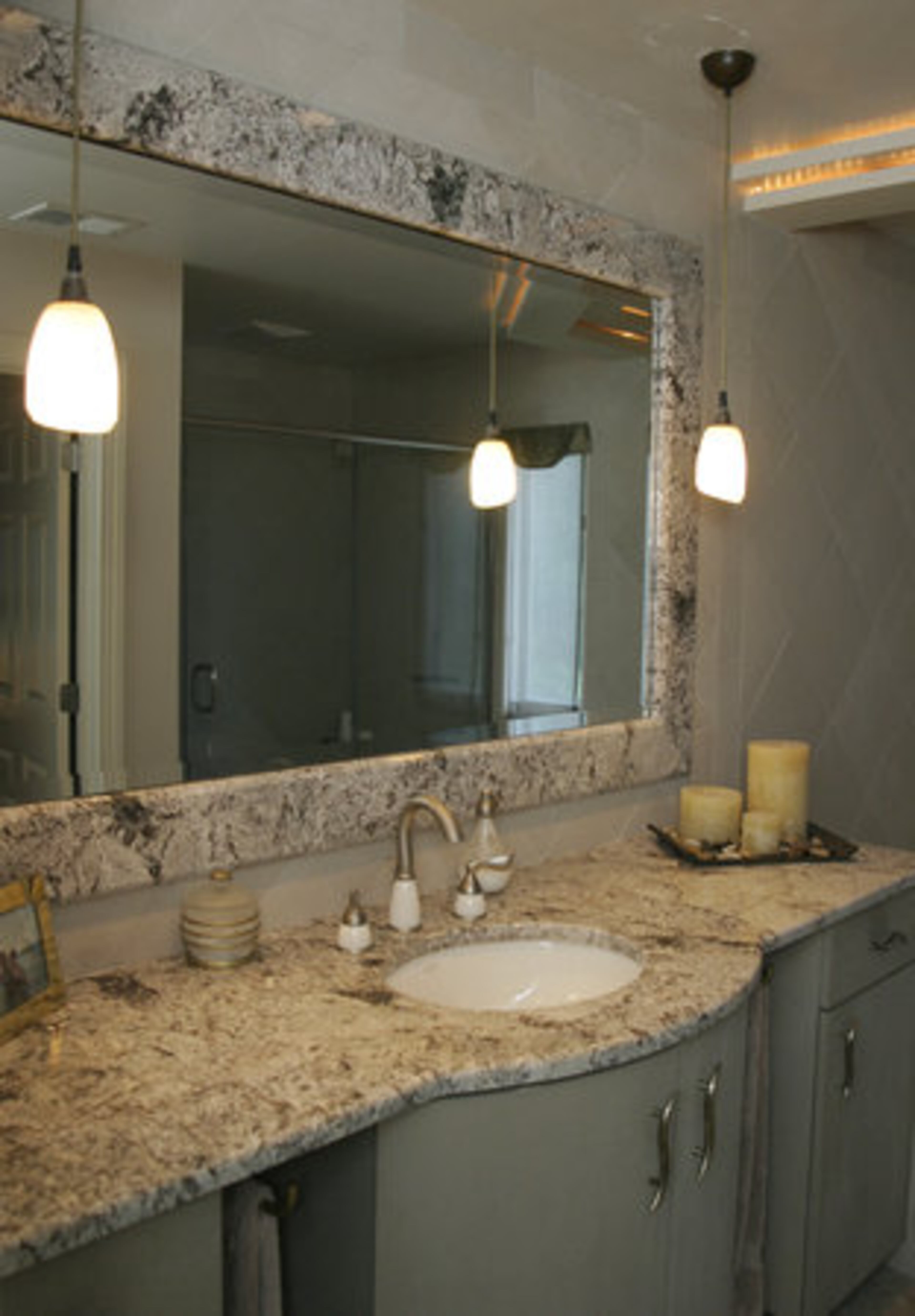 The master bath includes a wall-mounted television (not shown,) one of Julie Huff's favorite features.