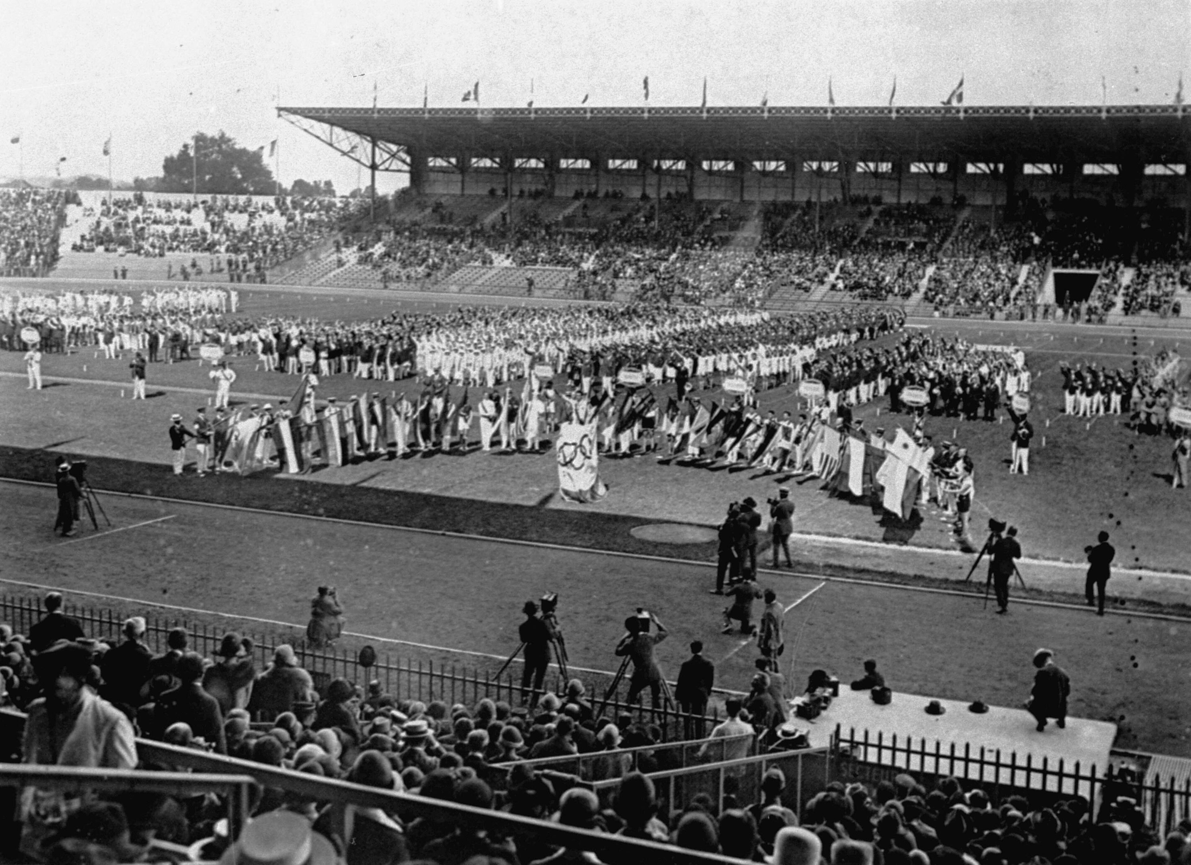 Opening of the 1924 Olympics at the stadium. (1924 photo)