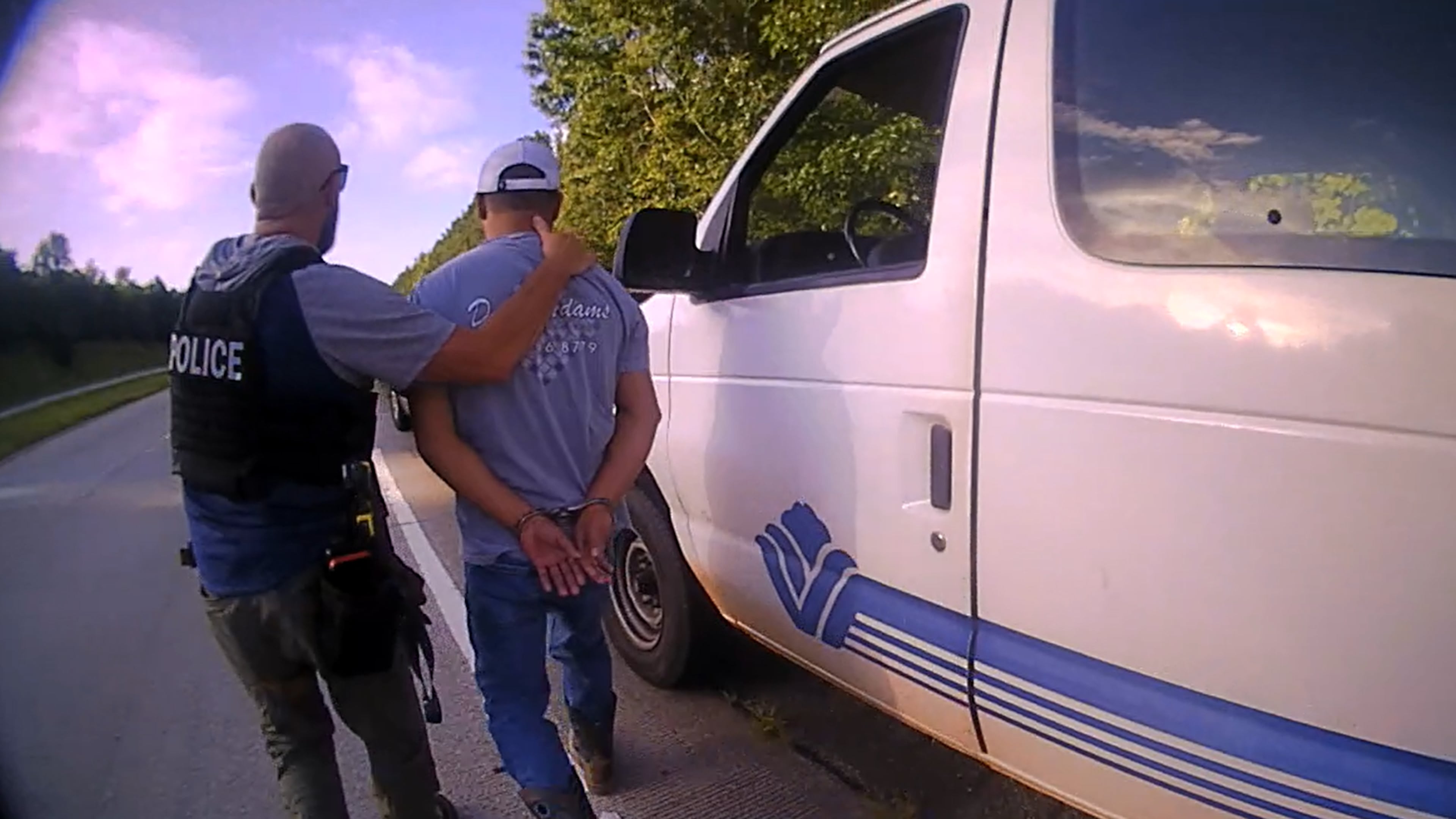 ICE agent arrests driver of work van stopped by Jefferson police officer Jordan Redman on July 18, 2025. (Courtesy of Jefferson Police Department)
