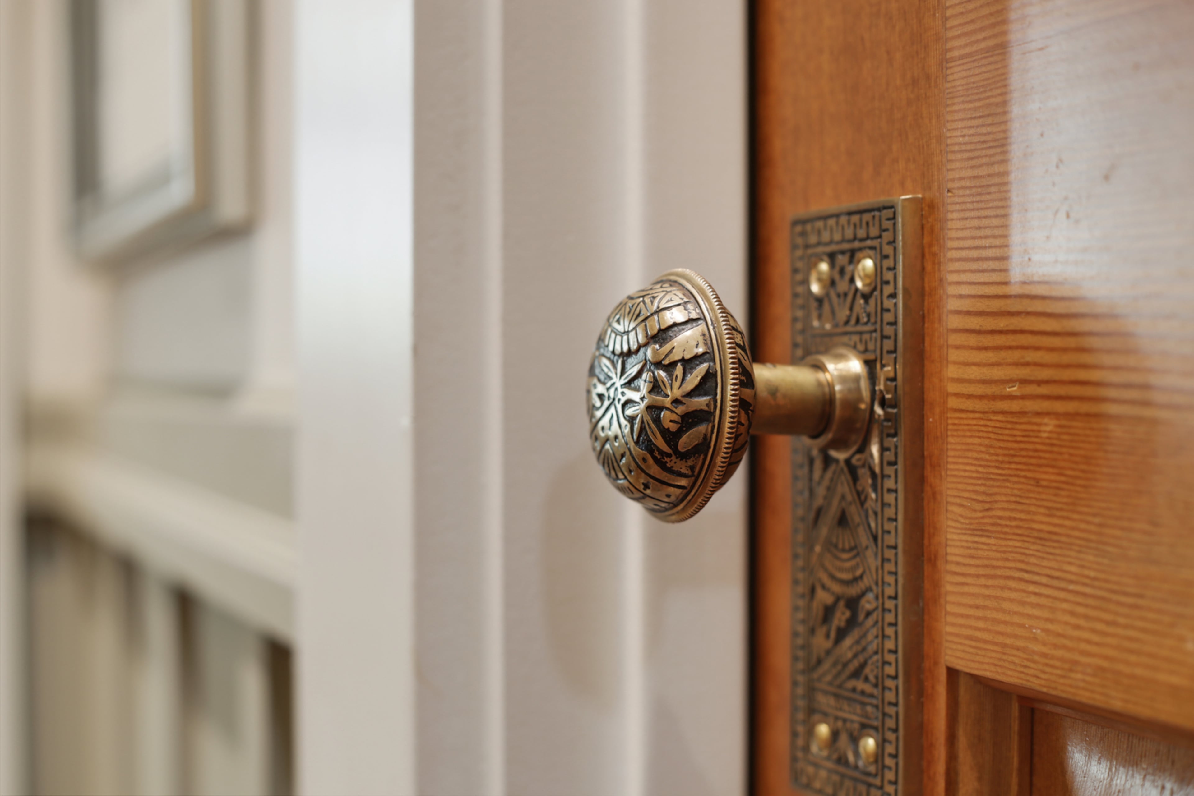 No detail was overlooked by the owner. She designed the look of each doorknob, hinge and shutter hinge throughout the house, nothing here was left to chance. Text by Jill Huitron