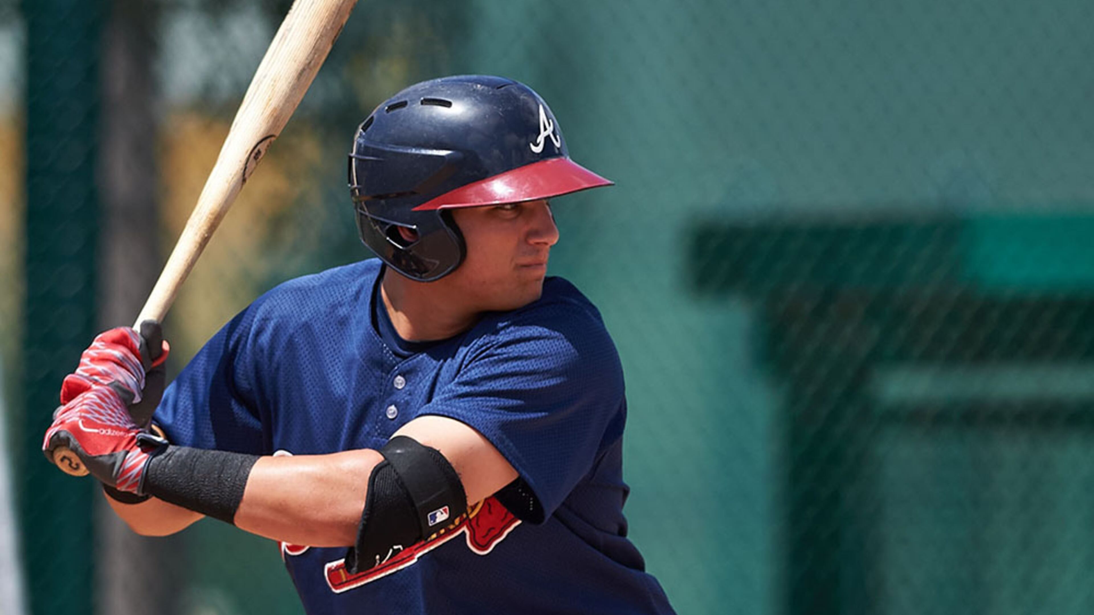 Braves prospect Austin Riley (90) during an instructional league game in September at the ESPN's Wide World of Sports Champion Stadium. (Mike Janes/Four Seam Images)
