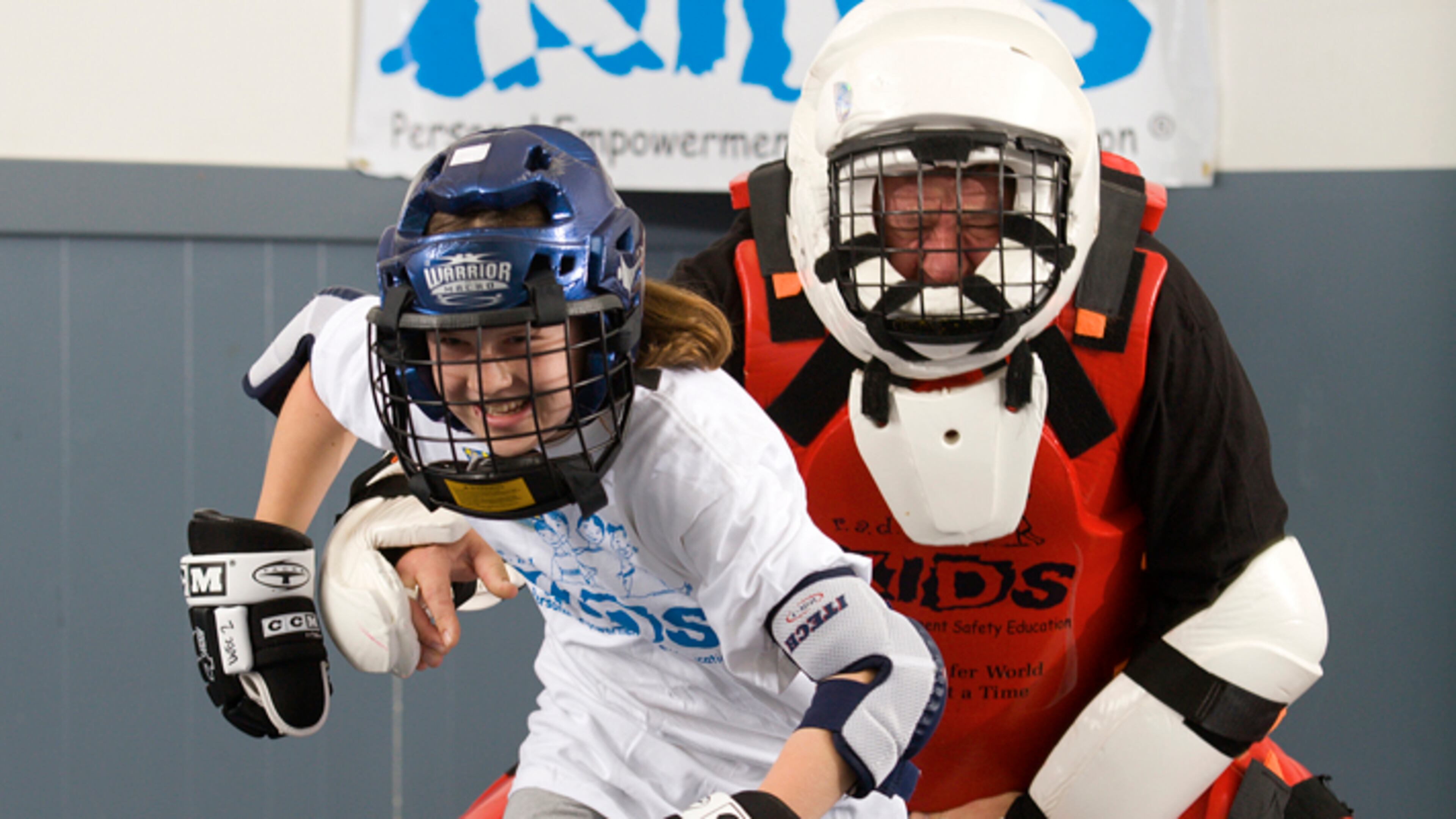 This demonstration shows how a child can protect himself or herself from a kidnapper. A new summer camp is being hosted by the Cobb and Marietta Police Departments and the Cobb County Safety Village to teach children safety procedures. (Courtesy of radKIDS®)