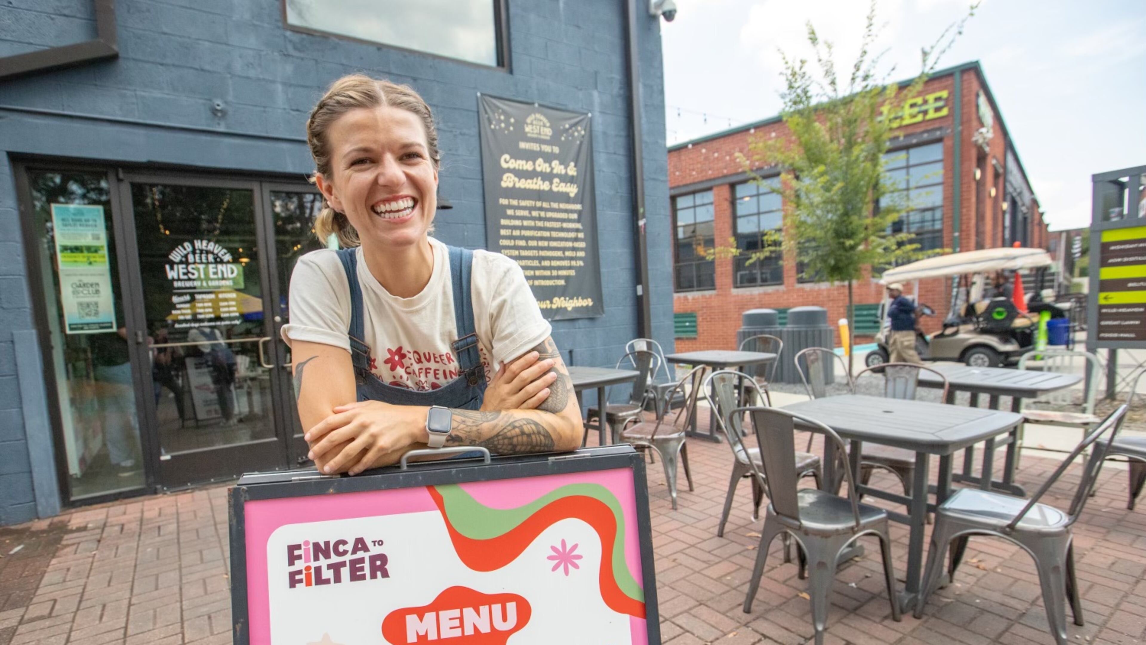 Kayla Bellman, owner and operator of the Finca to Filter coffee stand, is one of several local coffee shop owners supporting community activism. (Jenni Girtman for the AJC)
