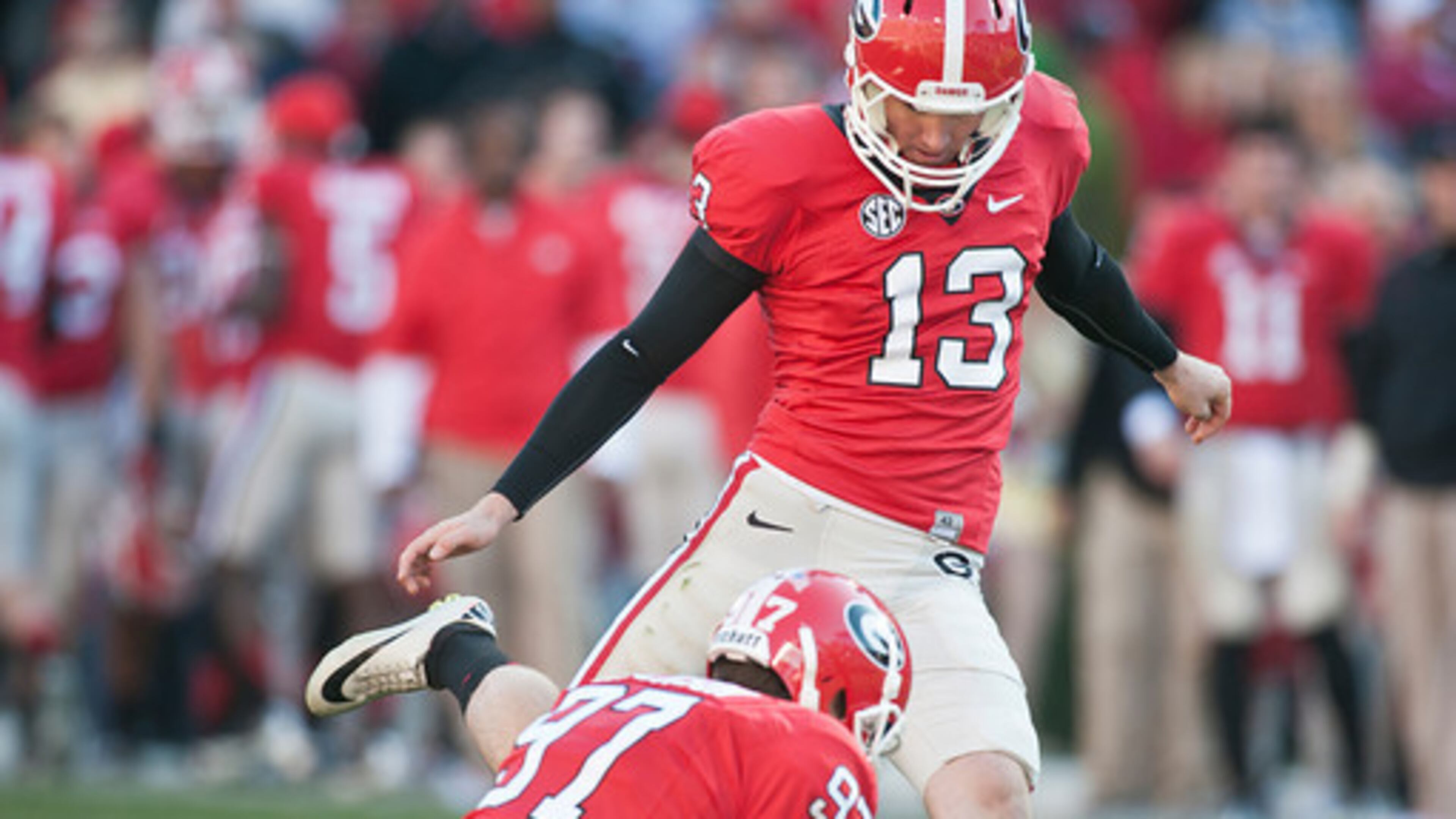 Freshman Georgia kicker Marshall Morgan missed 10 placement kicks in all, including four PATs, last season.
