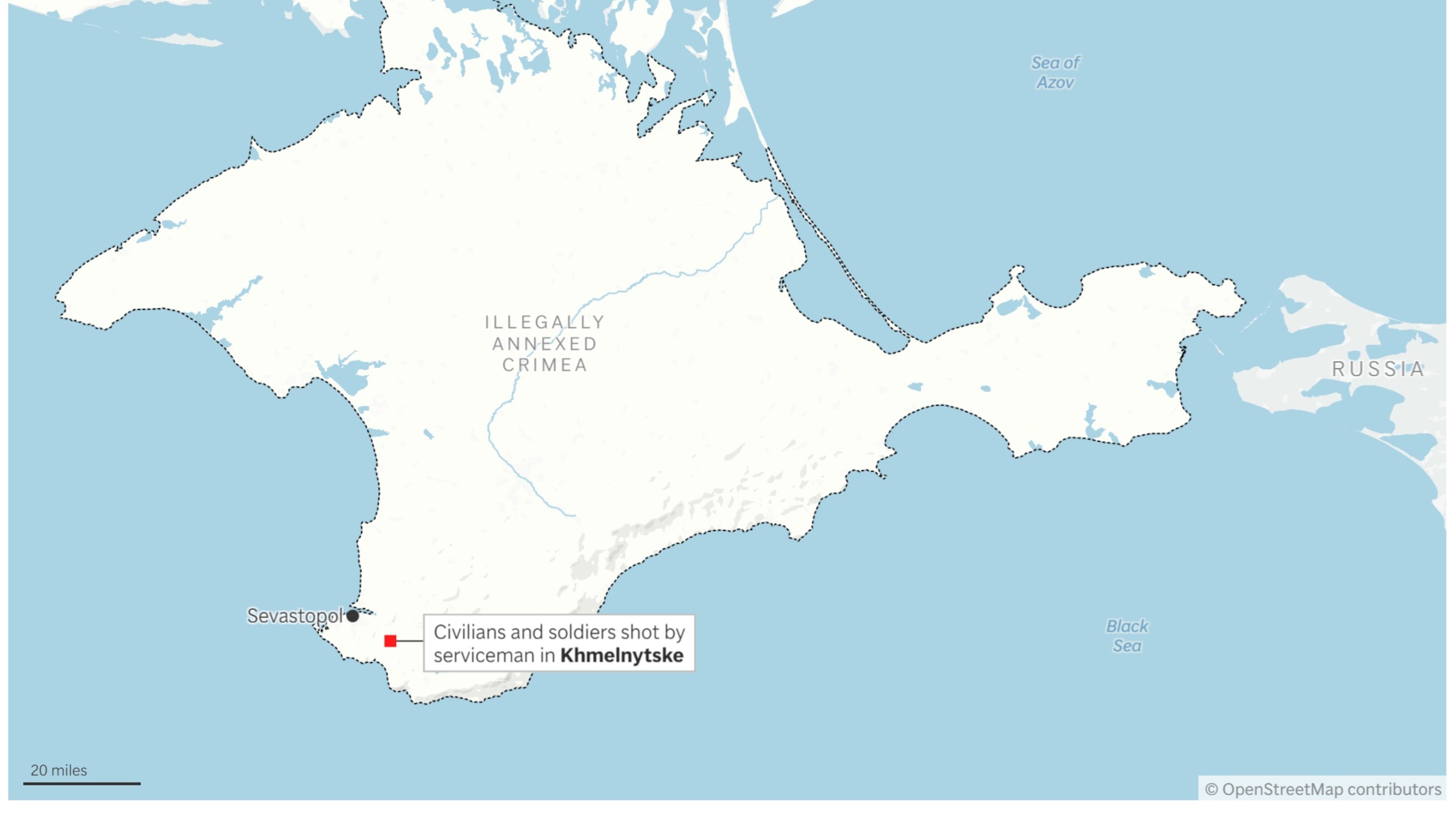 A map showing where a shooting took place in Crimea. (AP Digital Embed)