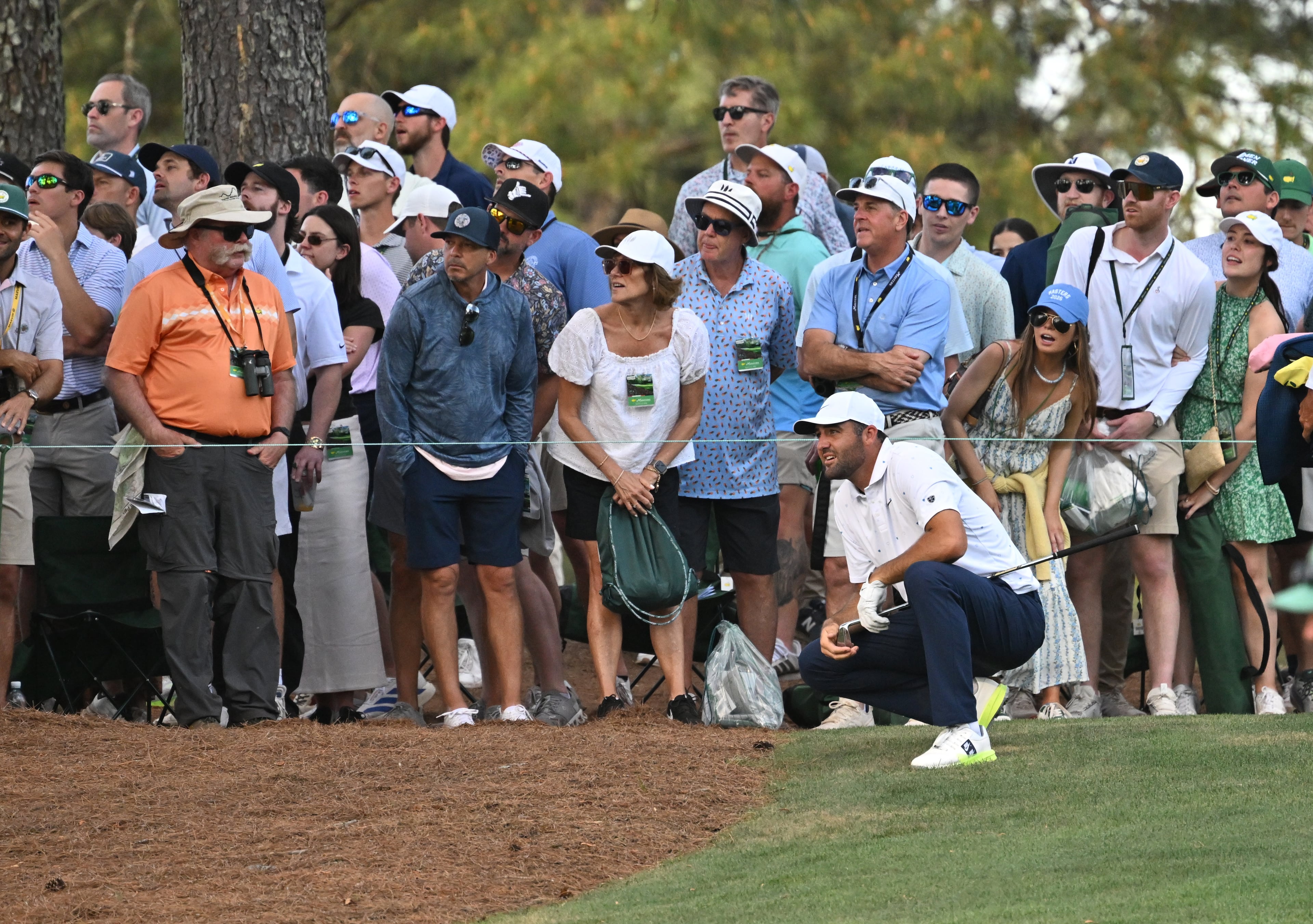 Scottie Scheffler follows his shot from 15th fairway during final round of the Masters, at Augusta National Golf Club, Sunday, April 12, 2026, in Augusta, GA (Hyosub Shin/AJC)