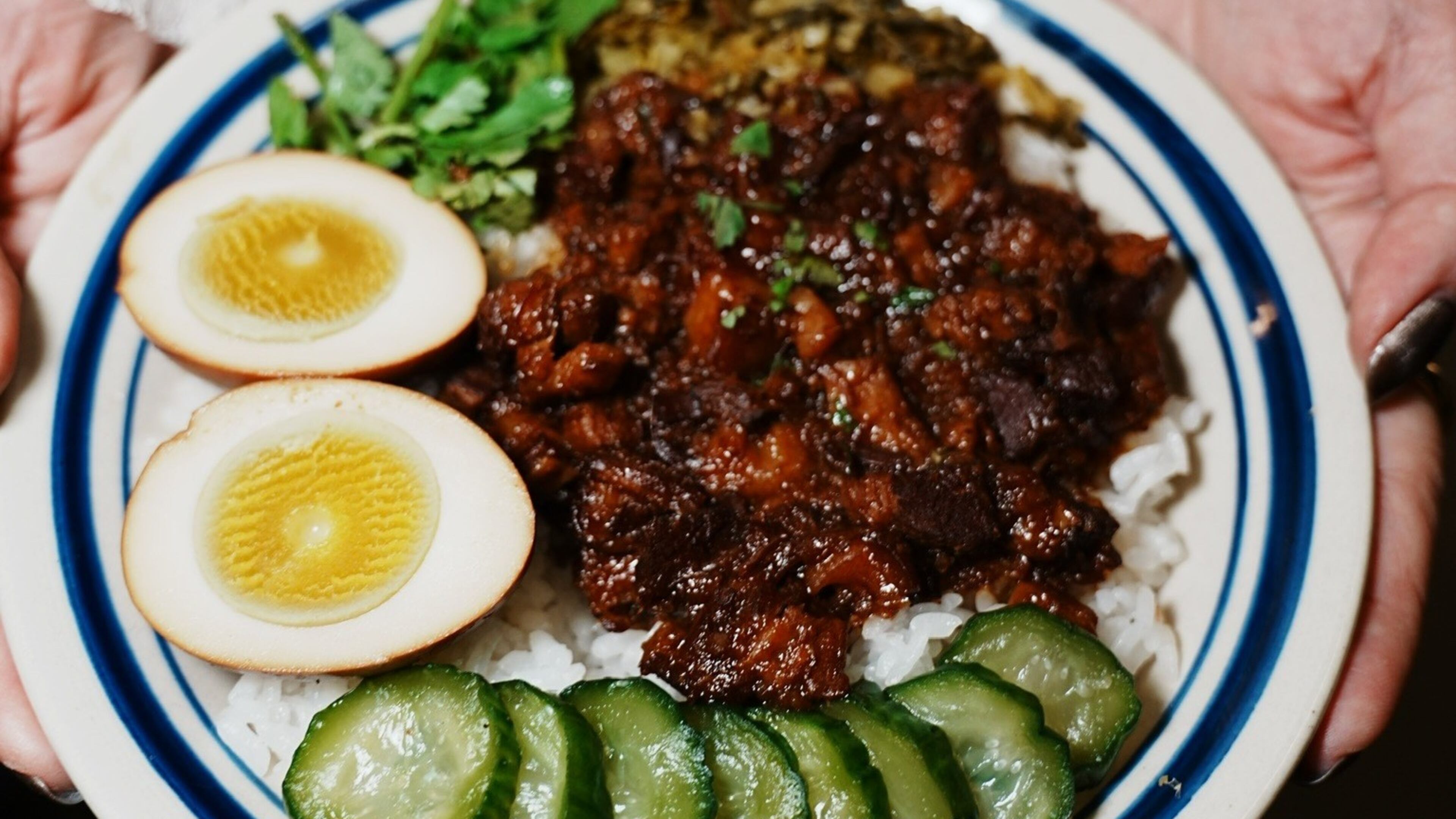 The classic Taiwanese dish lu rou fan (braised pork belly over rice) is one of the recommended menu items at Lucky Star. (Courtesy of Ching Yao Wang/Lucky Star)
