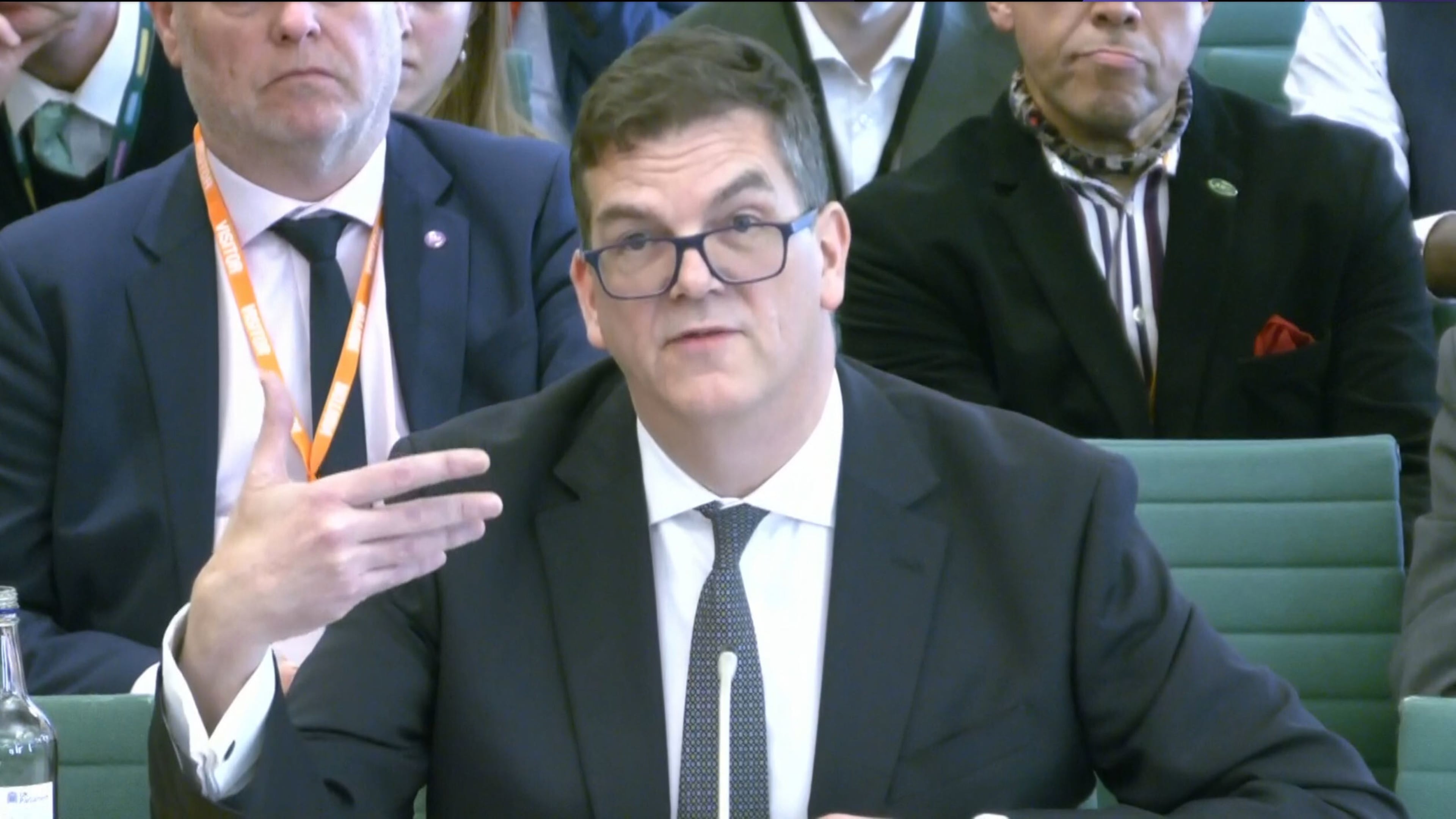 Former Foreign, Commonwealth & Development Office (FCDO) boss Sir Olly Robbins appear before the Foreign Affairs Committee at the Houses of Parliament in London, Tuesday April 21, 2026. (House of Commons/UK Parliament via AP)