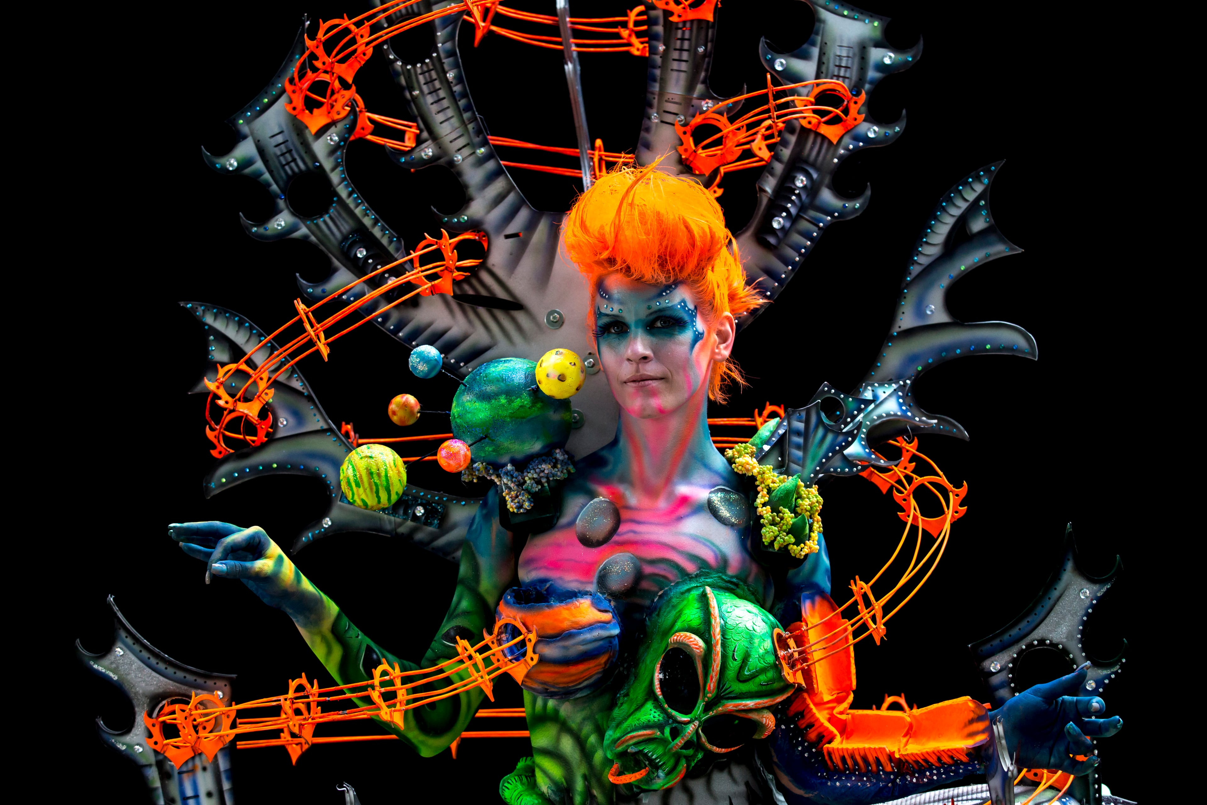 POERTSCHACH AM WOERTHERSEE, AUSTRIA - JULY 04: A model poses for a picture during the World Bodypainting Festival 2015 on July 4, 2015 in Poertschach am Woerthersee, Austria. (Photo by Jan Hetfleisch/Getty Images)