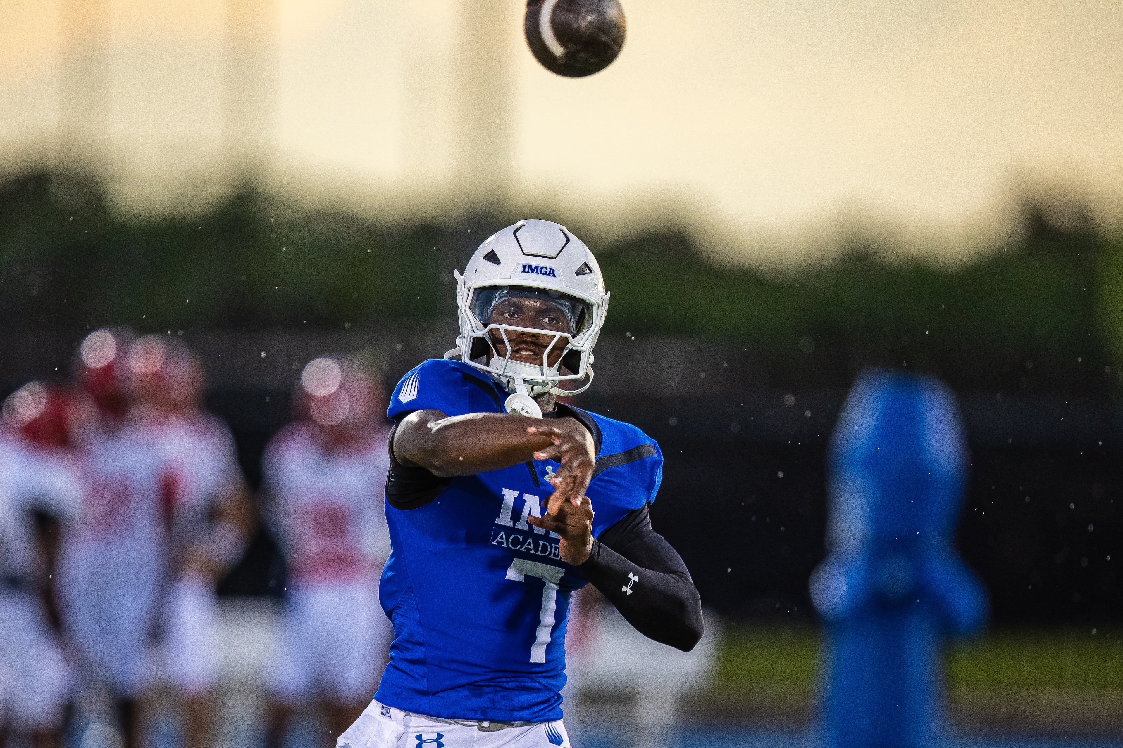 IMG Academy QB Jayden Wade threw for three touchdowns and ran for another against Cornerstone Christian on Saturday, Aug. 29, 2026, in Bradenton, Florida. (Jeff Sentell/DawgNation)