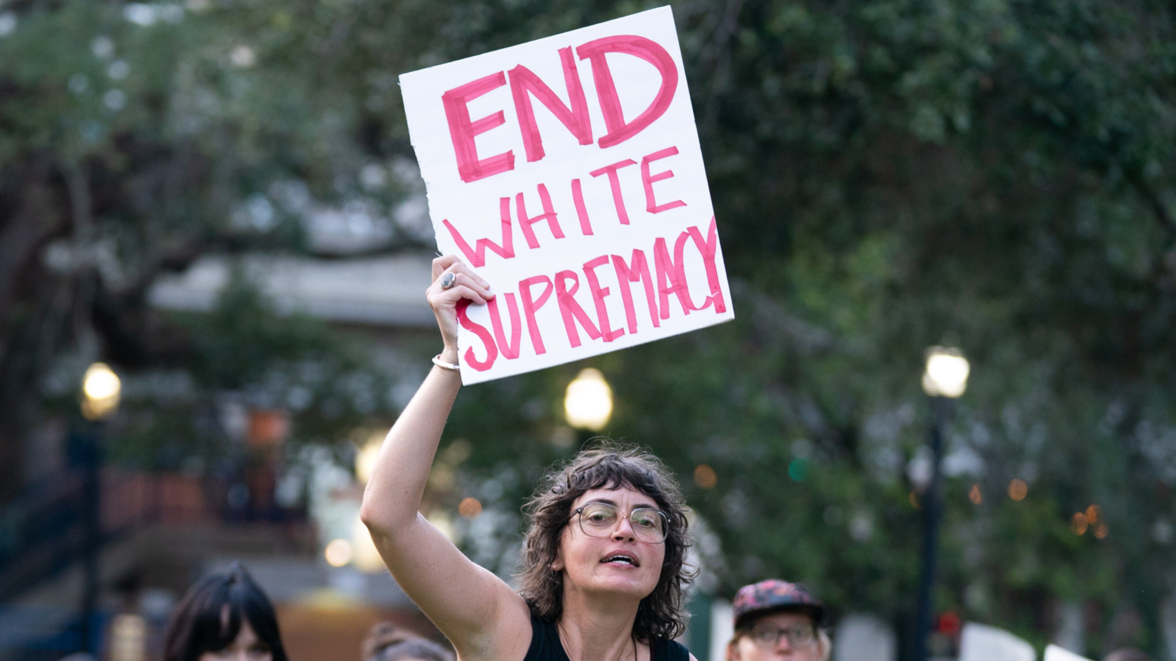 Demonstrators start a march after a rally against white supremacy at James Weldon Johnson Park in Jacksonville, Florida. Police say that the attack by a gunman on Black customers at a Dollar General Store store over the weekend is being investigated as a hate crime. (Sean Rayford/Getty Images/TNS 2023)