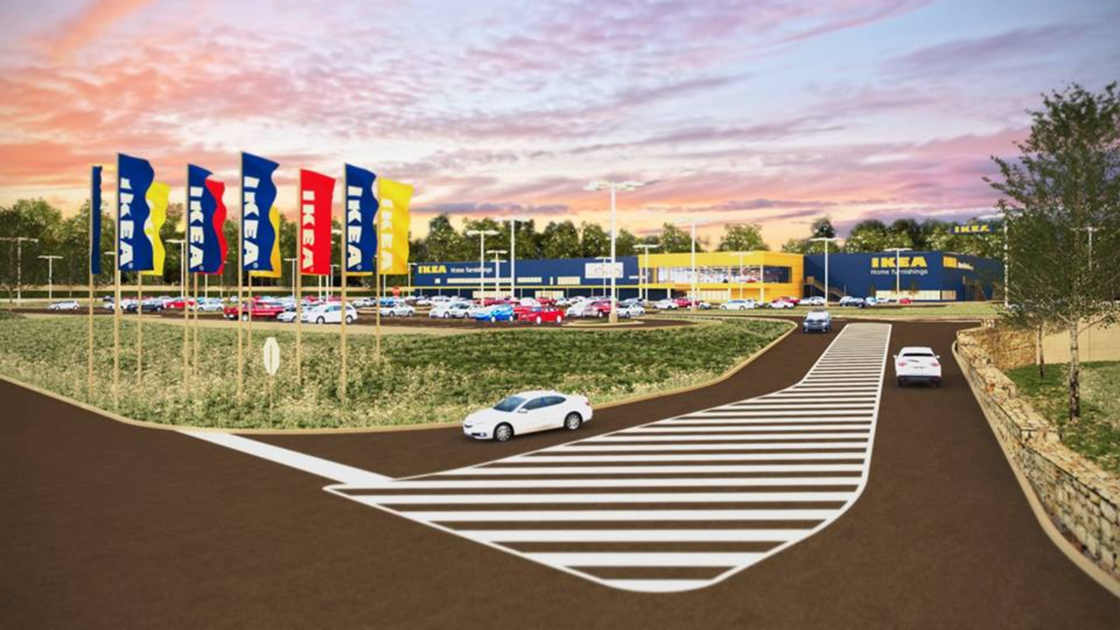 A rendering of the 338,000-square-foot Ikea proposed for Franklin Gateway in Marietta.