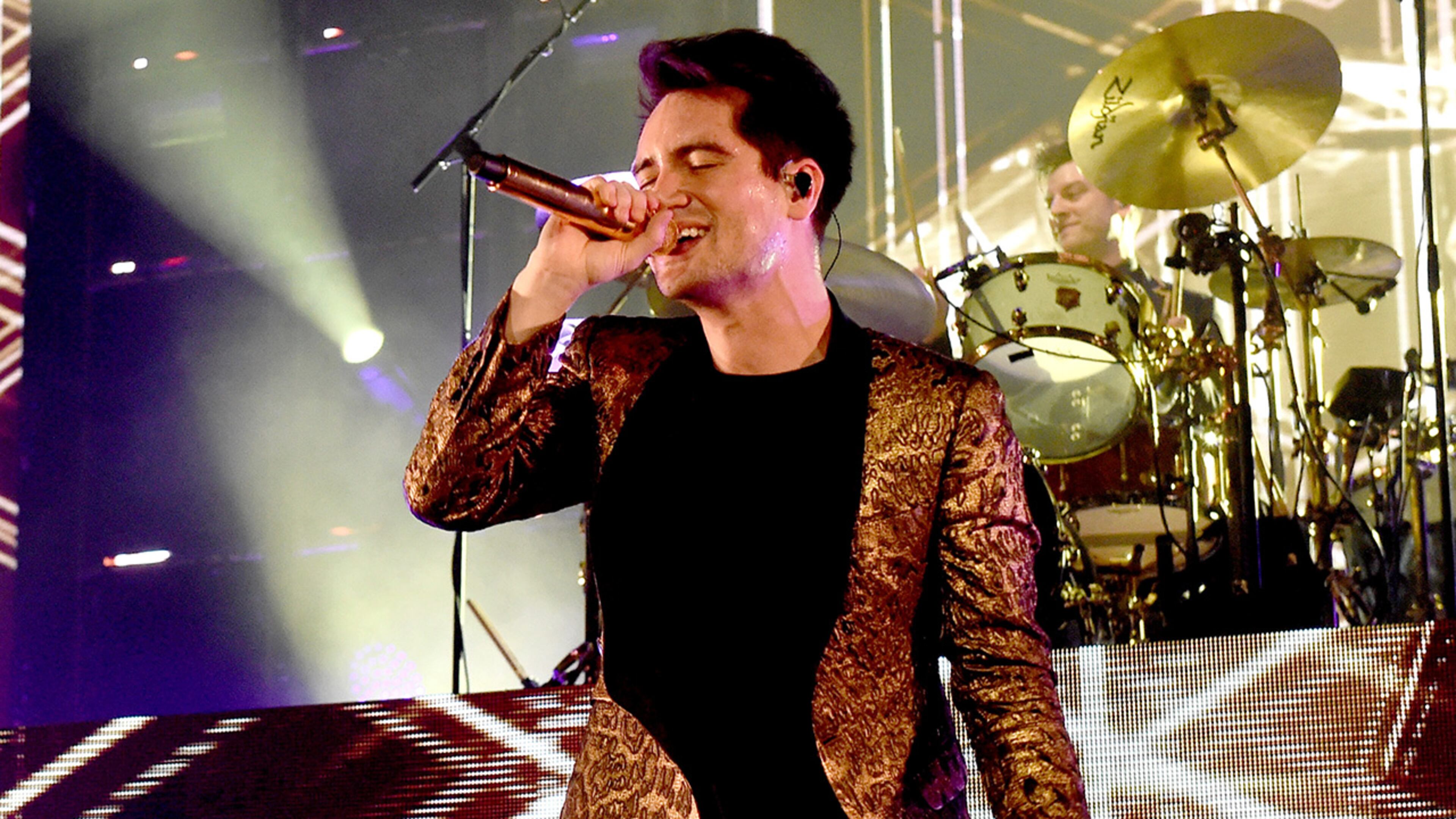 Singer/songwriter Brendon Urie of music band Panic! At The Disco performs at The Forum in 2017. The band has announced a new tour an album. (Photo by Kevin Winter/Getty Images)