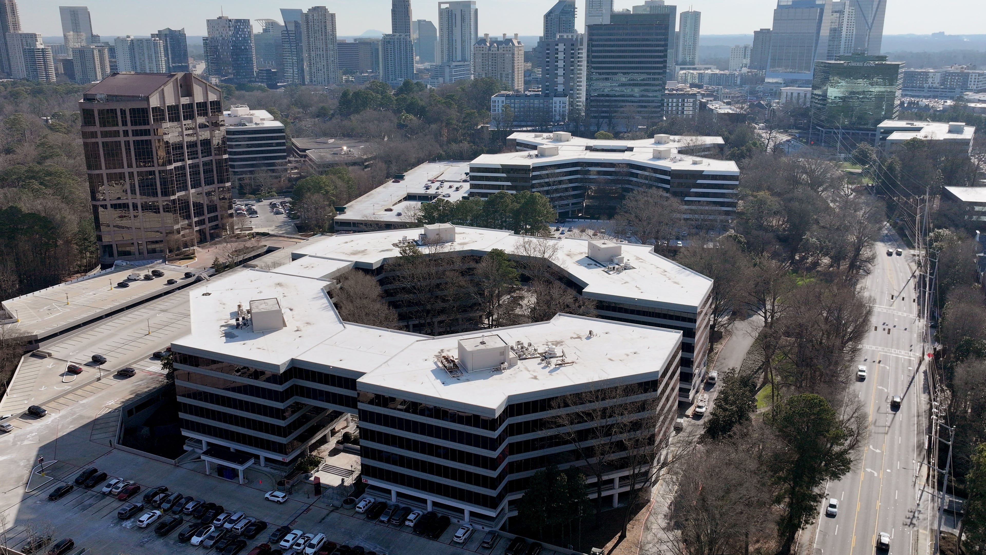 Piedmont Center, a 14-building office complex off Lenox and Piedmont roads, will be repositioned to create mixed-use energy that modern tenants crave, owner CP Group announced. (Hyosub Shin/AJC)
