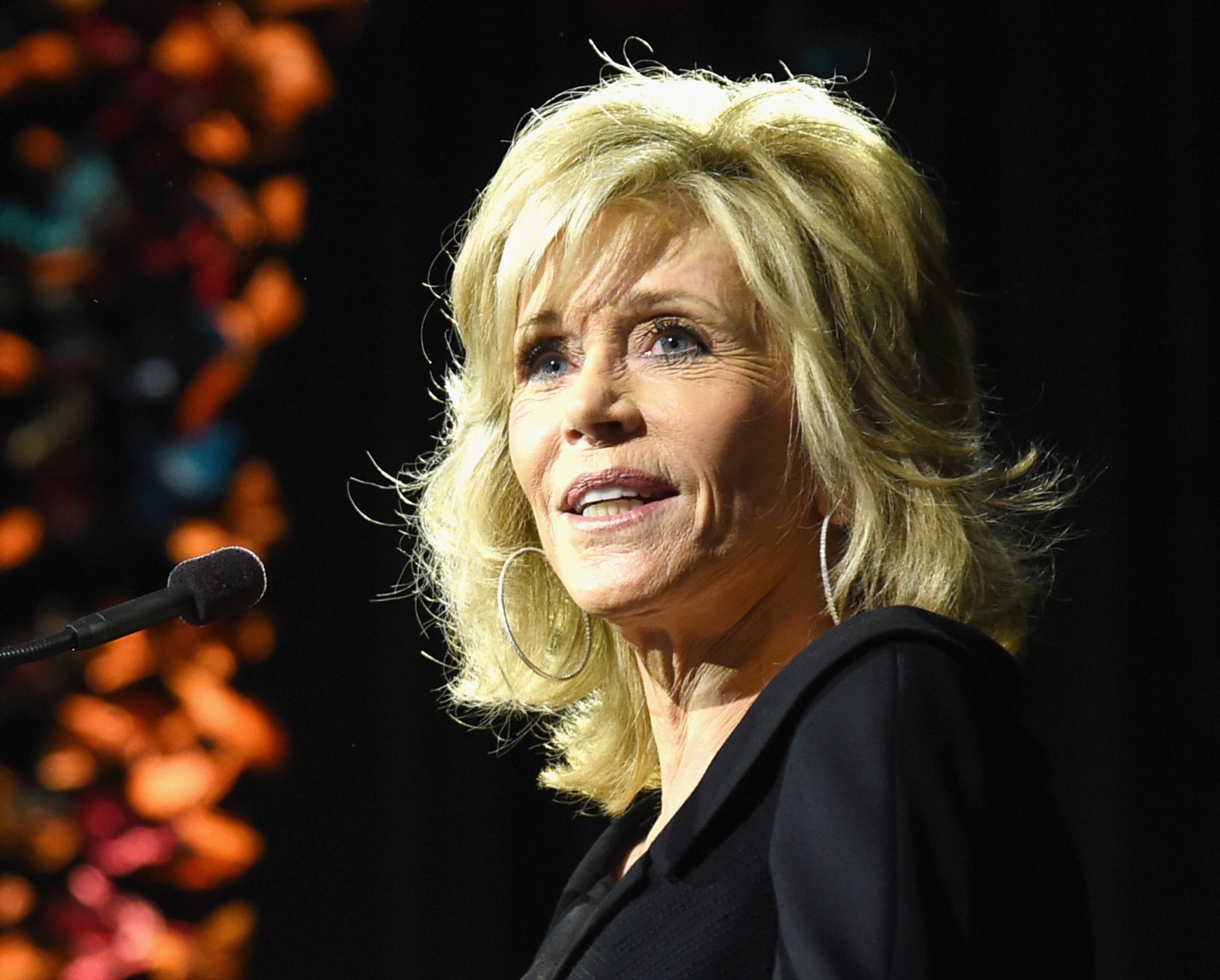 Jane Fonda turns 77 on Dec. 21. Here, she speaks onstage during the 2014 Variety Power of Women presented by Lifetime at Beverly Wilshire Four Seasons on October 10, 2014 in Los Angeles, California. (Photo by Jason Merritt/Getty Images for Variety)