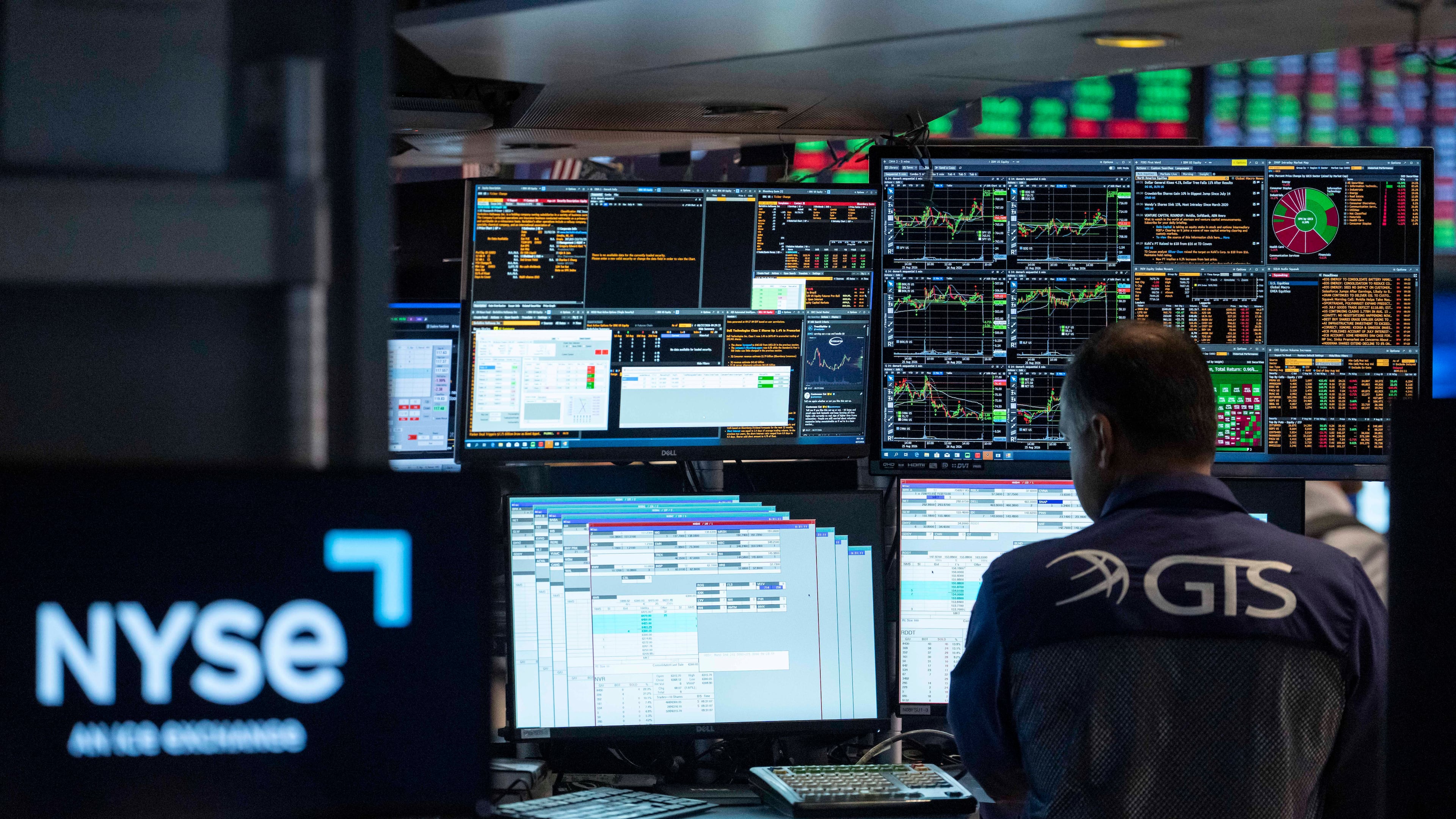 Specialists Dilip Patel works on the floor of the New York Stock Exchange, Thursday, Aug. 27, 2026, in New York. (AP Photo/Yuki Iwamura)