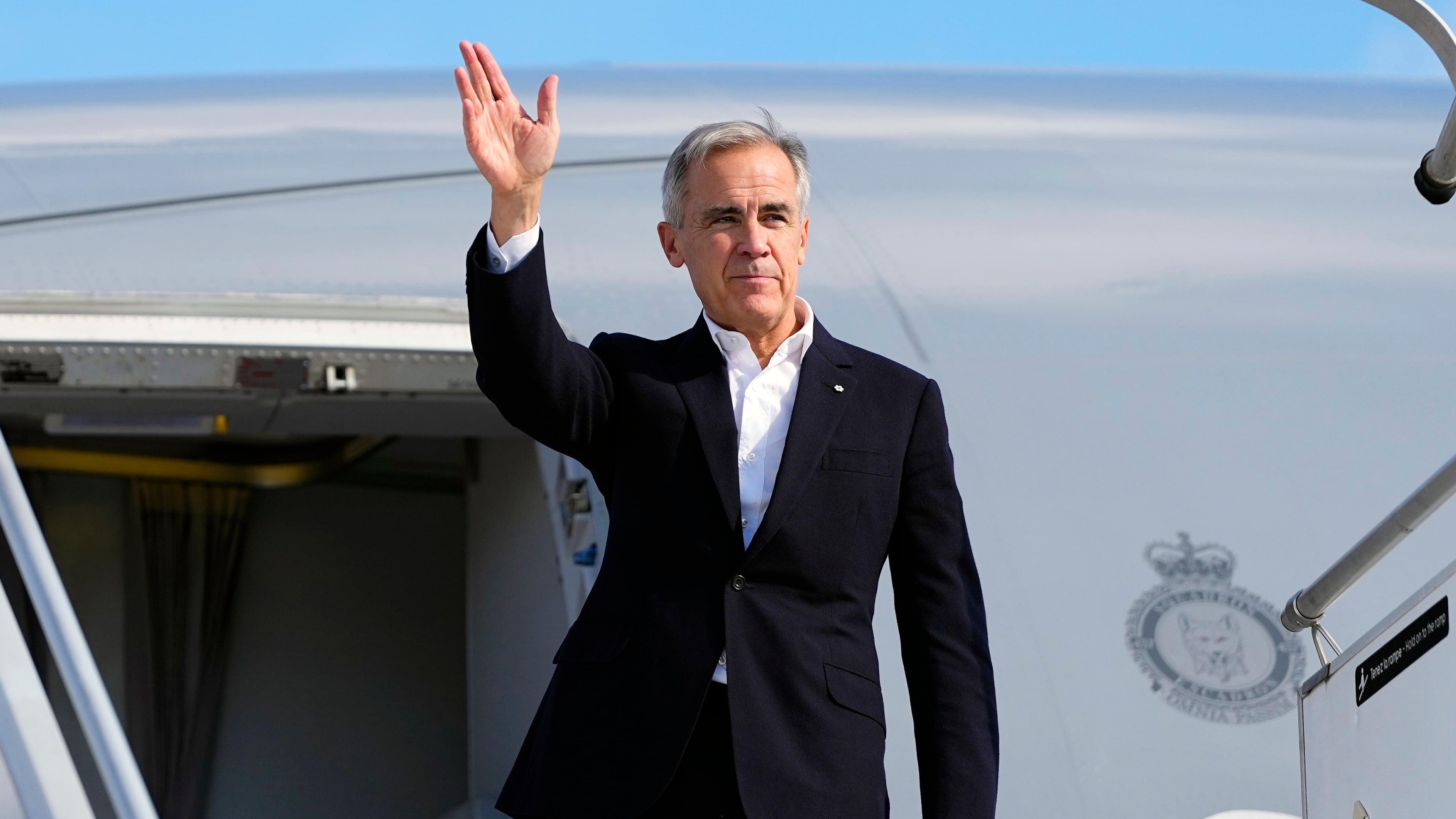 Canadian Prime Minister Mark Carney departs Strasbourg, France, en route to Liverpool, England, where he will meet with British Prime Minister Andy Burnham, France, Wednesday, Sept. 16, 2026. (Justin Tang/The Canadian Press via AP)