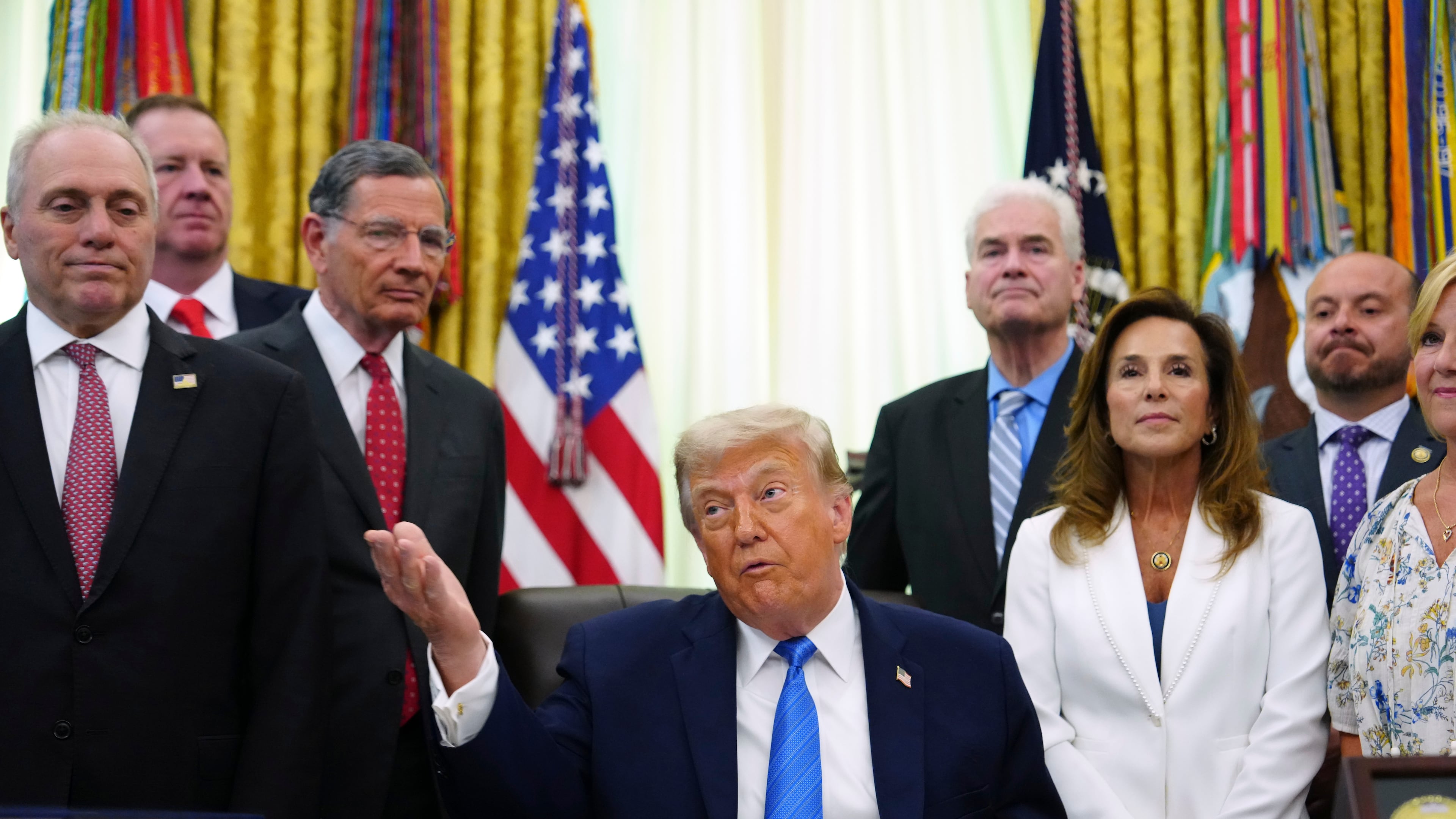 President Donald Trump speaks in the Oval Office of the White House, Wednesday, June 10, 2026, in Washington. (AP Photo/Julia Demaree Nikhinson)