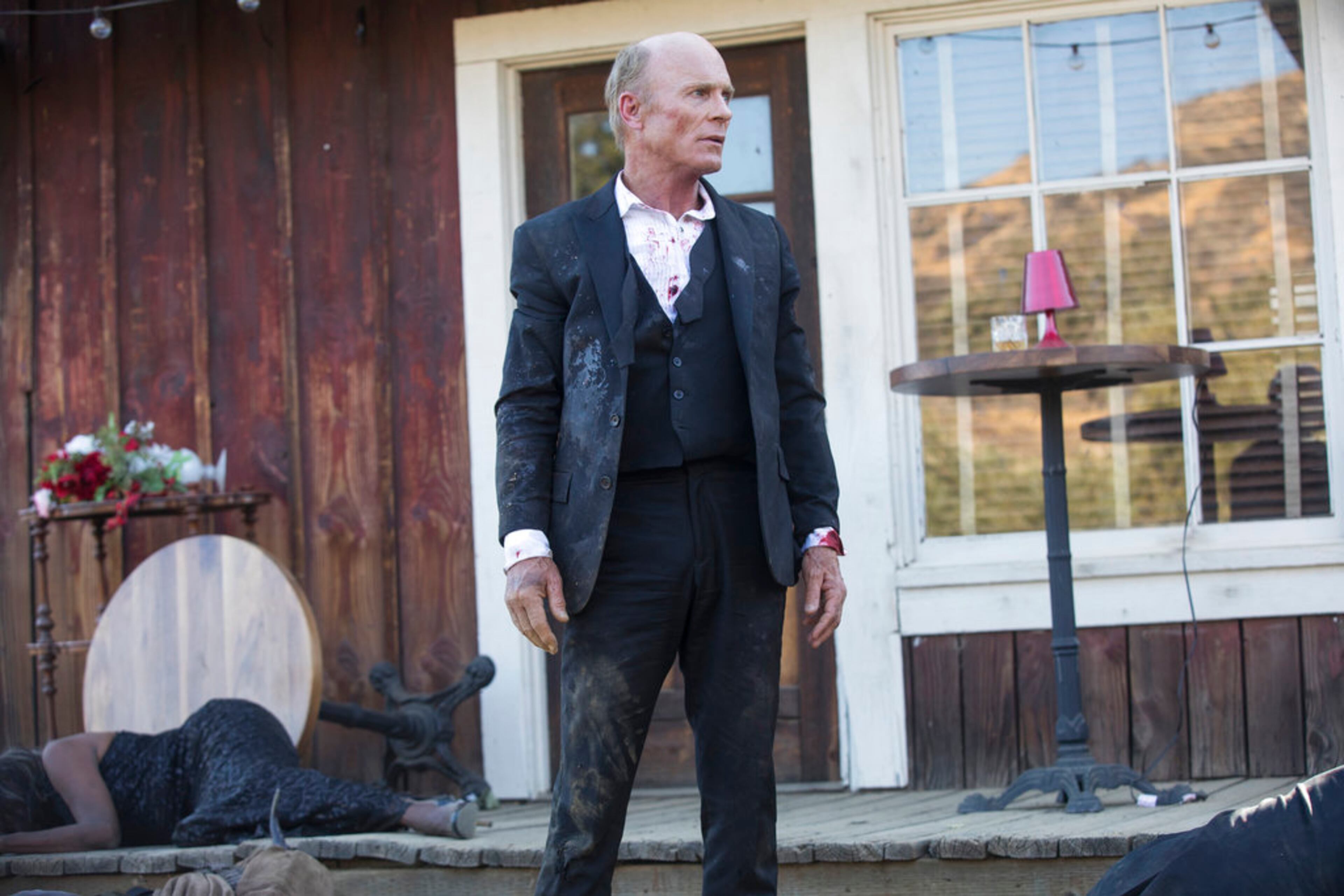 This image released by HBO shows Ed Harris in a scene from "Westworld." Harris was nominated Thursday for an Emmy for outstanding lead actor in a drama series. The 70th Emmy Awards will be held on Monday, Sept. 17. (HBO via AP)