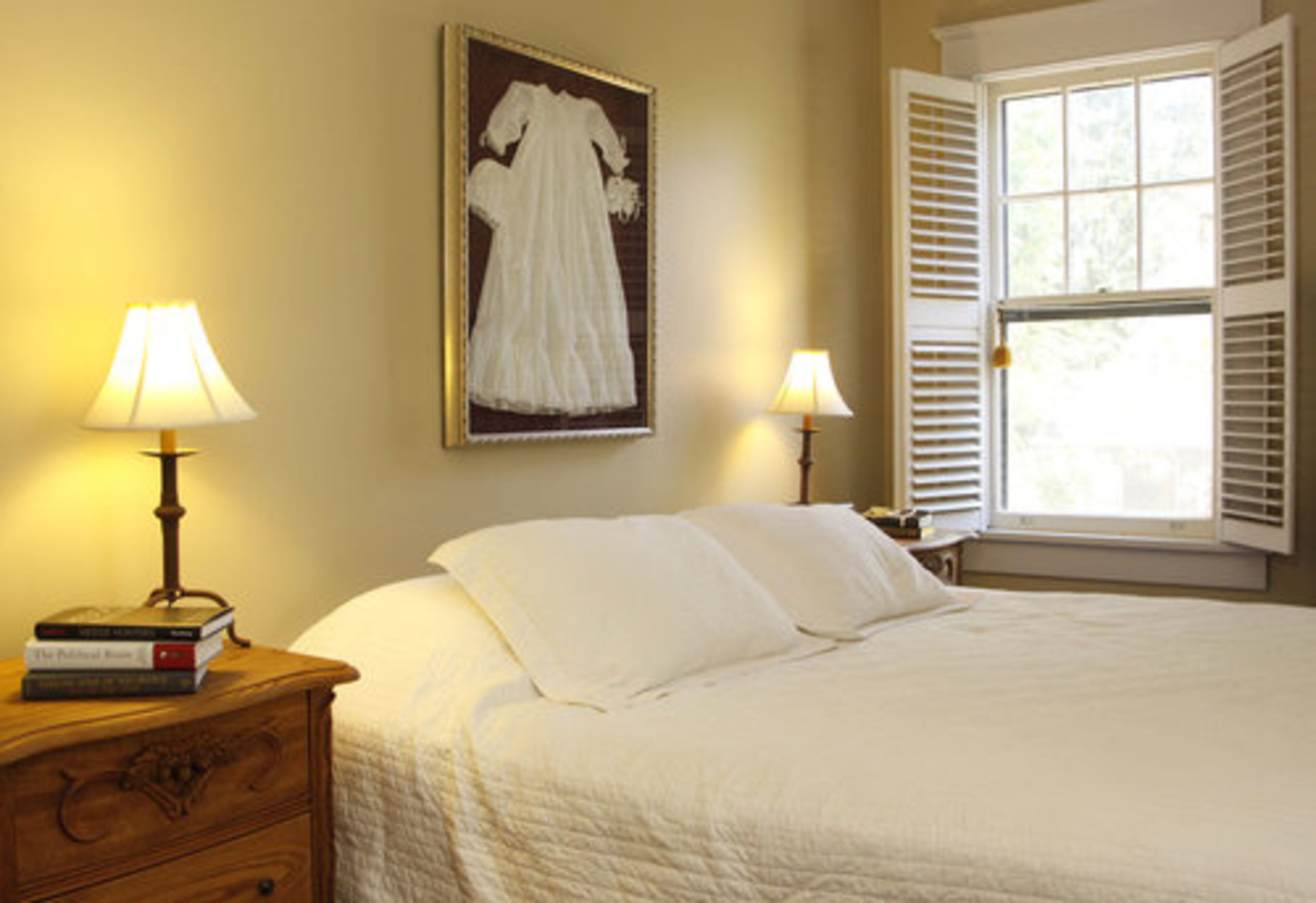 Mounted in the master suite is a Venetian lace christening gown sourced from the Venetian Lace School in Venice. It was used to baptize both of the White's daughters. The Whites noticed no one in their generation had one to preserve tradition so they went to Venice to pass on the tradition to their daughters, who will baptize their daughters in that dress.