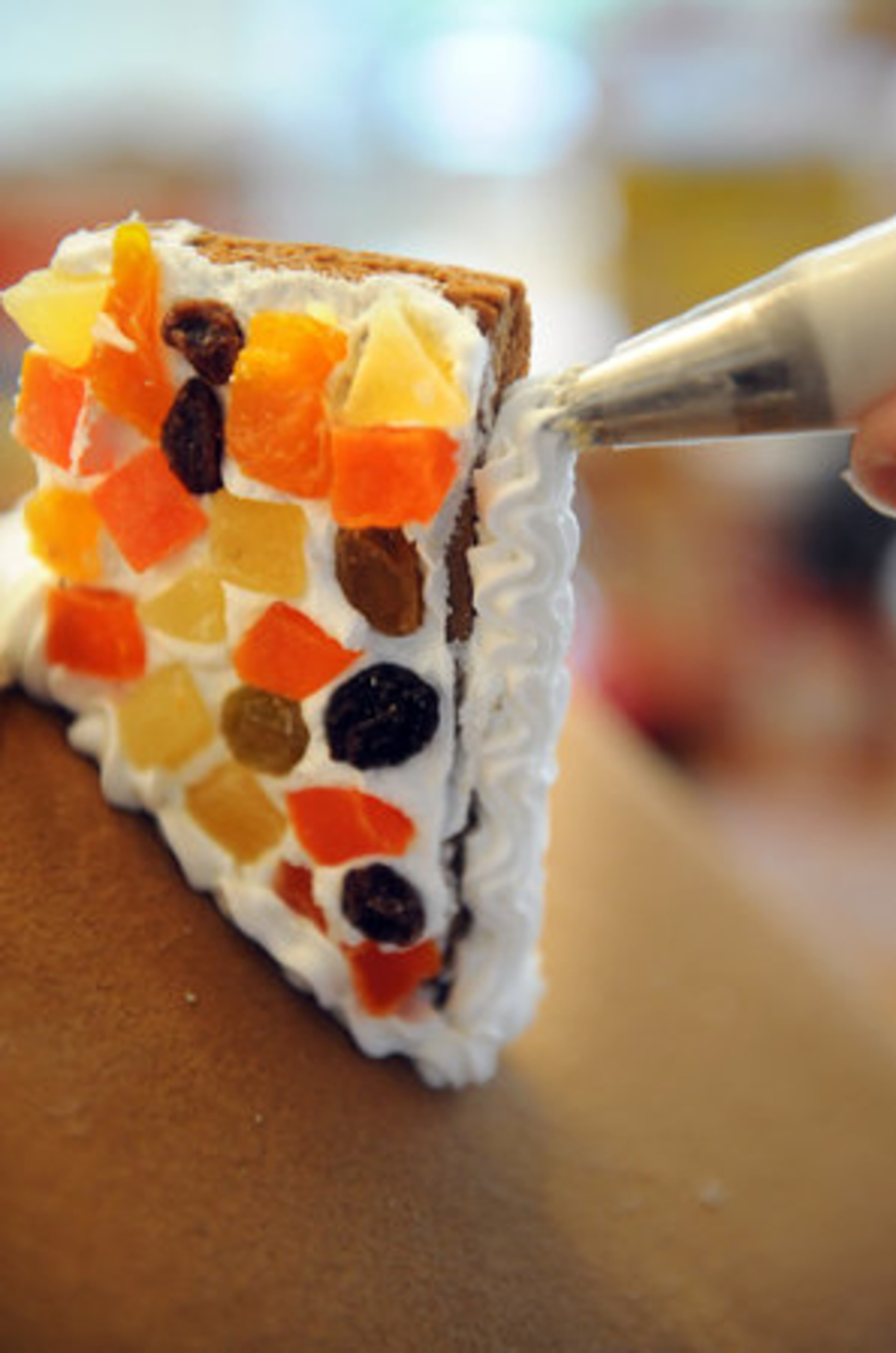 For the chimney, I used a tropical mix of mango, papaya and pineapple to create a cobblestone effect. HYOSUB SHIN / HSHIN@AJC.COM