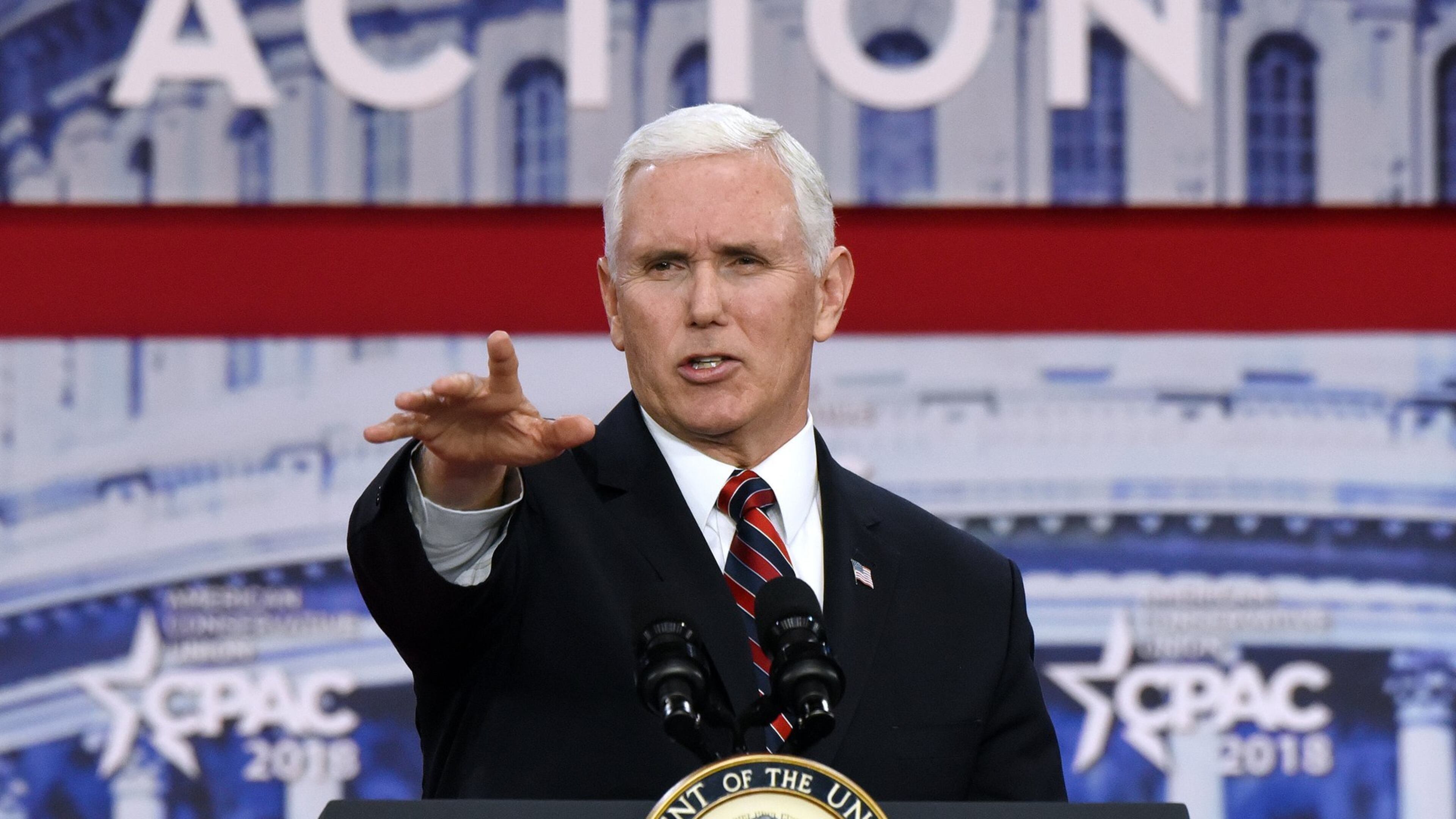 Vice President Mike Pence, shown here at the Conservative Political Action Conference on Thursday, Feb. 22, said earlier that seven known terrorists or terror suspects are apprehended along the Mexican border daily. (Olivier Douliery/Abaca Press/TNS)
