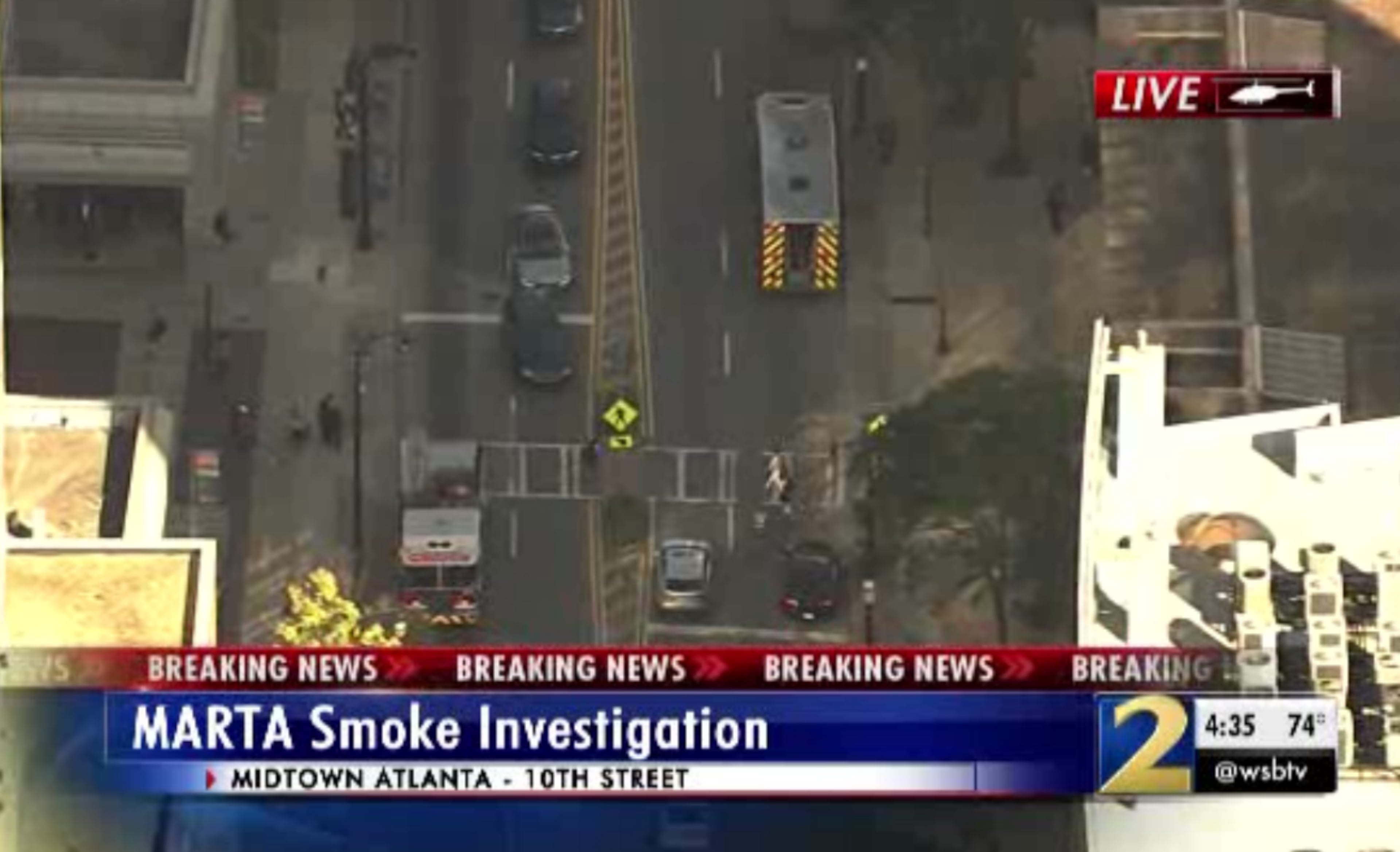 MARTA delays were more than 30 minutes earlier because of smoke and fire near Midtown. (Photo: Channel 2 Action News)