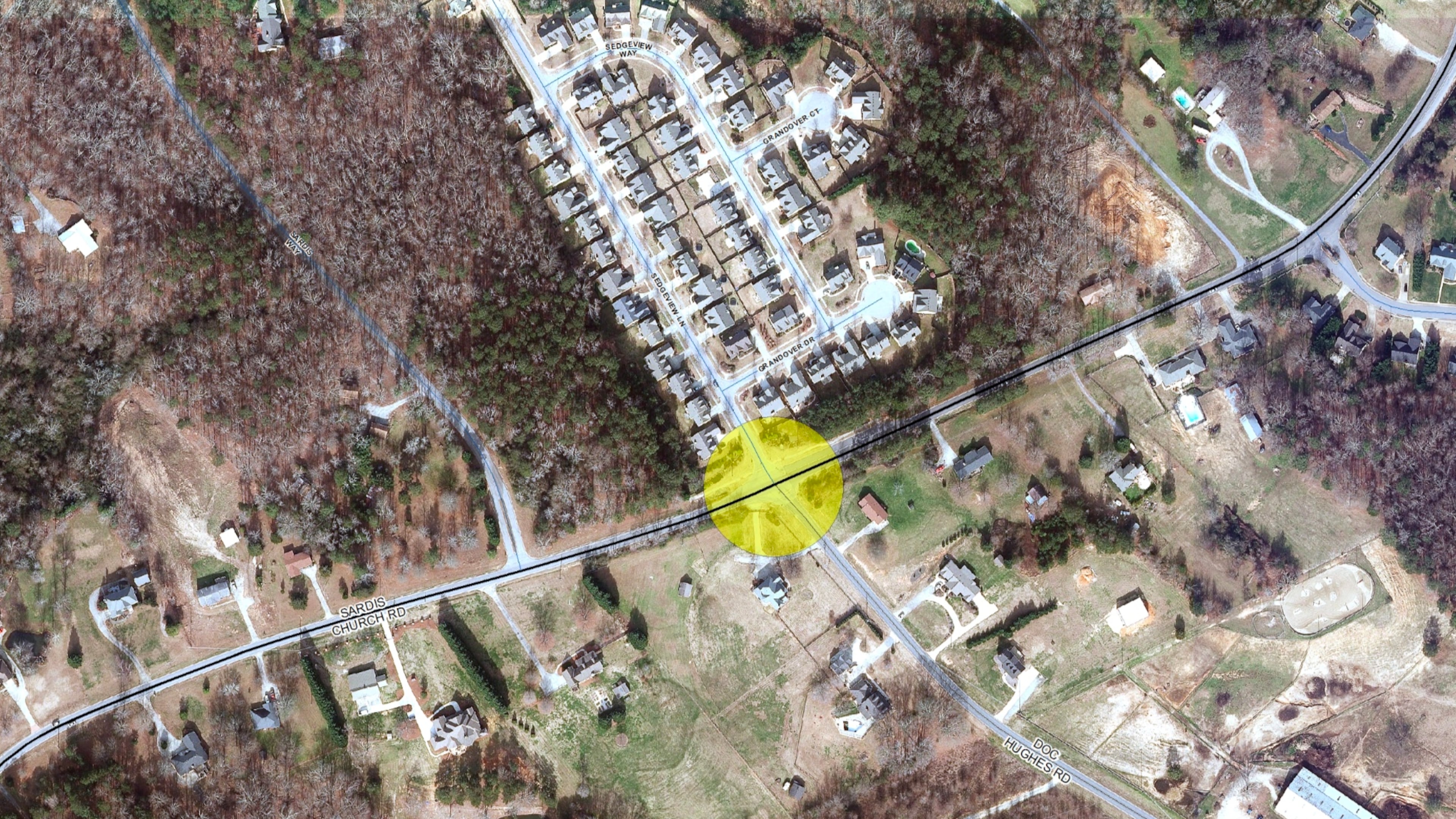 A traffic calming device is coming to Sardis Church Road at Doc Hughes Road in Buford. Courtesy Gwinnett County