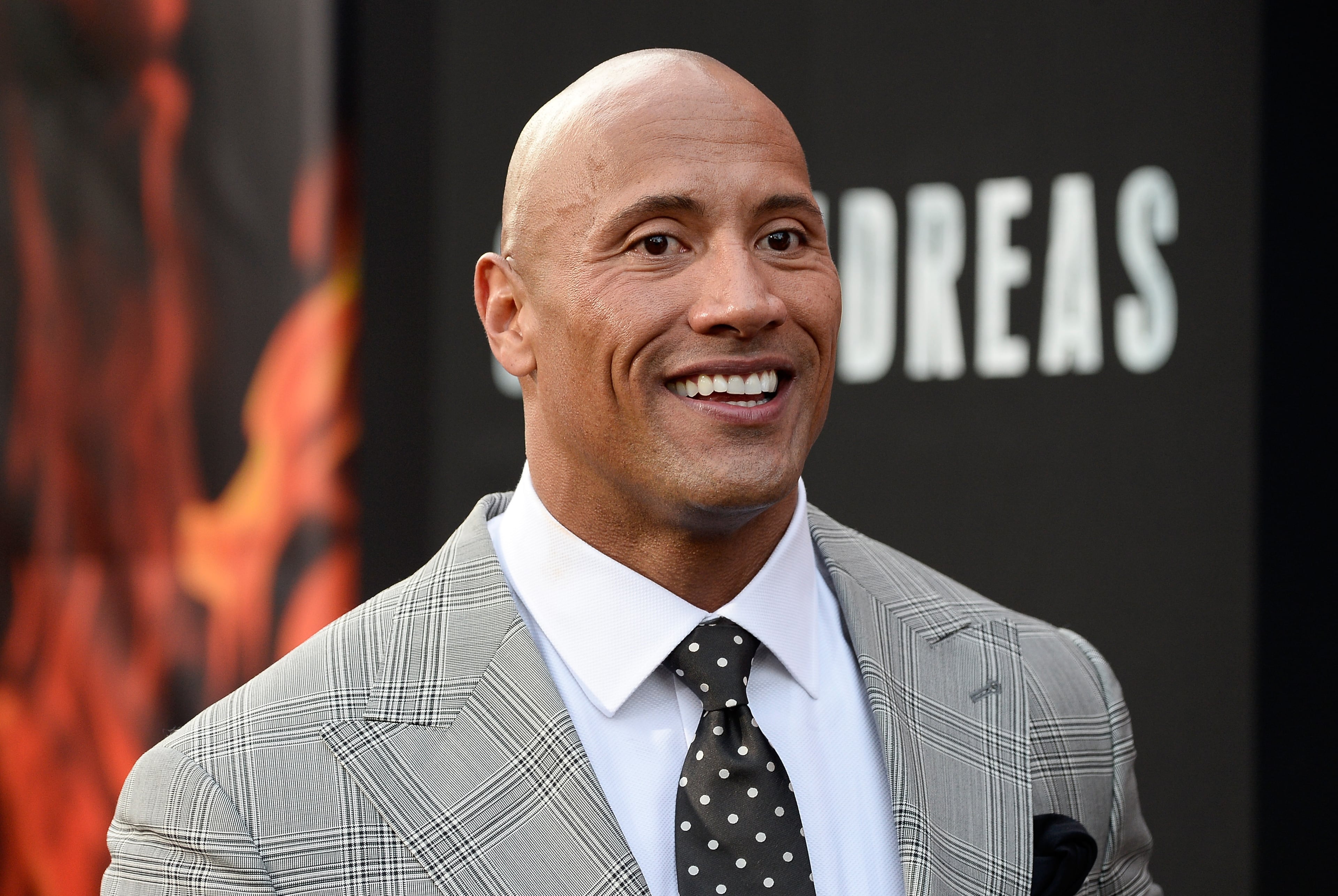 HOLLYWOOD, CA - MAY 26: Actor Dwayne 'The Rock' Johnson attends the Premiere Of Warner Bros. Pictures' "San Andreas" at TCL Chinese Theatre on May 26, 2015 in Hollywood, California. (Photo by Frazer Harrison/Getty Images)