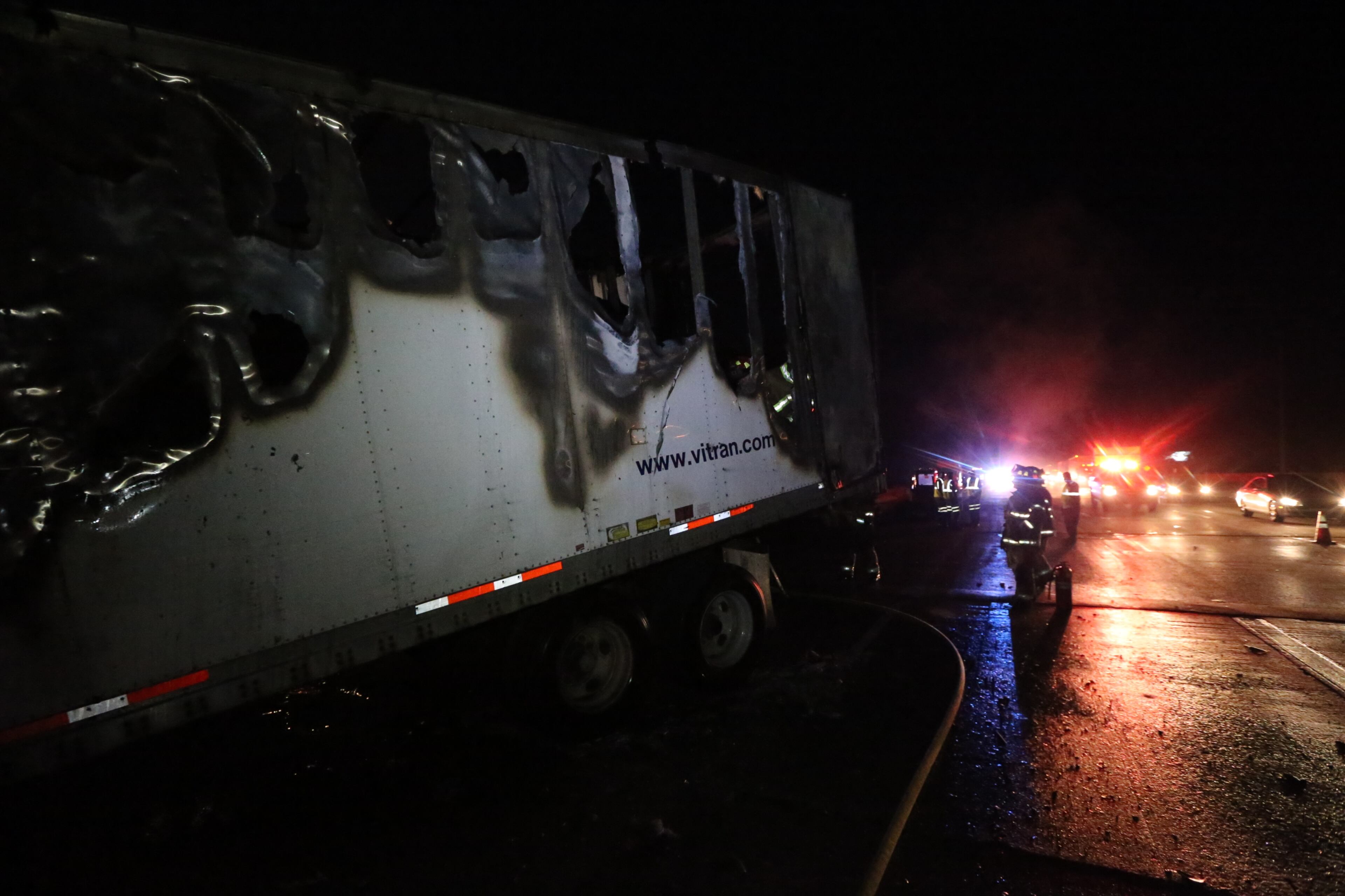 Pair of tractor-trailers wrecked on I-285 NB in SW Atlanta today.The accident with flames was reported just past the Cascade Road exit around 4 a.m