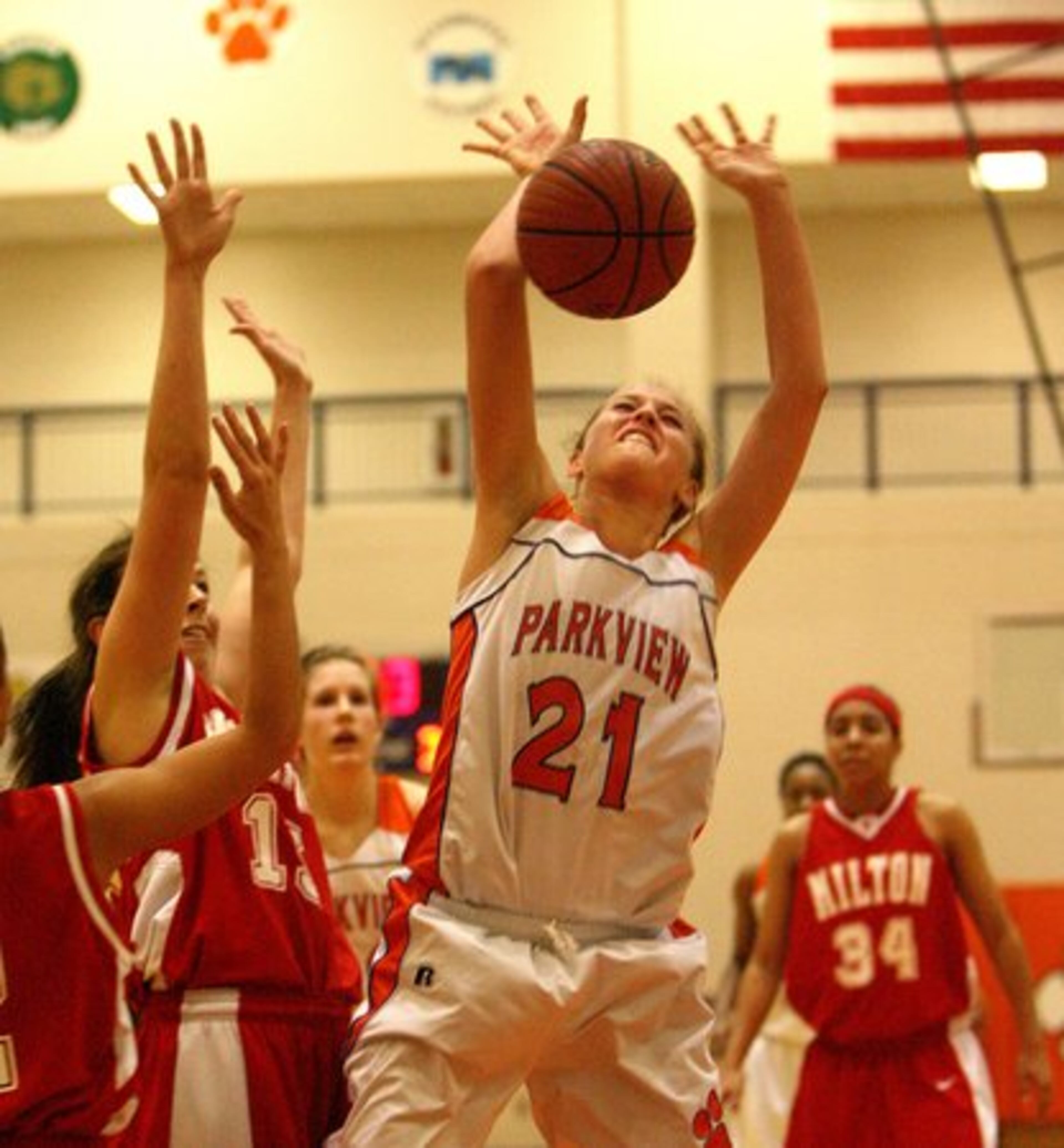 Parkview's Maggie Smith reaches for a loose ball. Smith had 11 points in the 59-47 win over Milton.