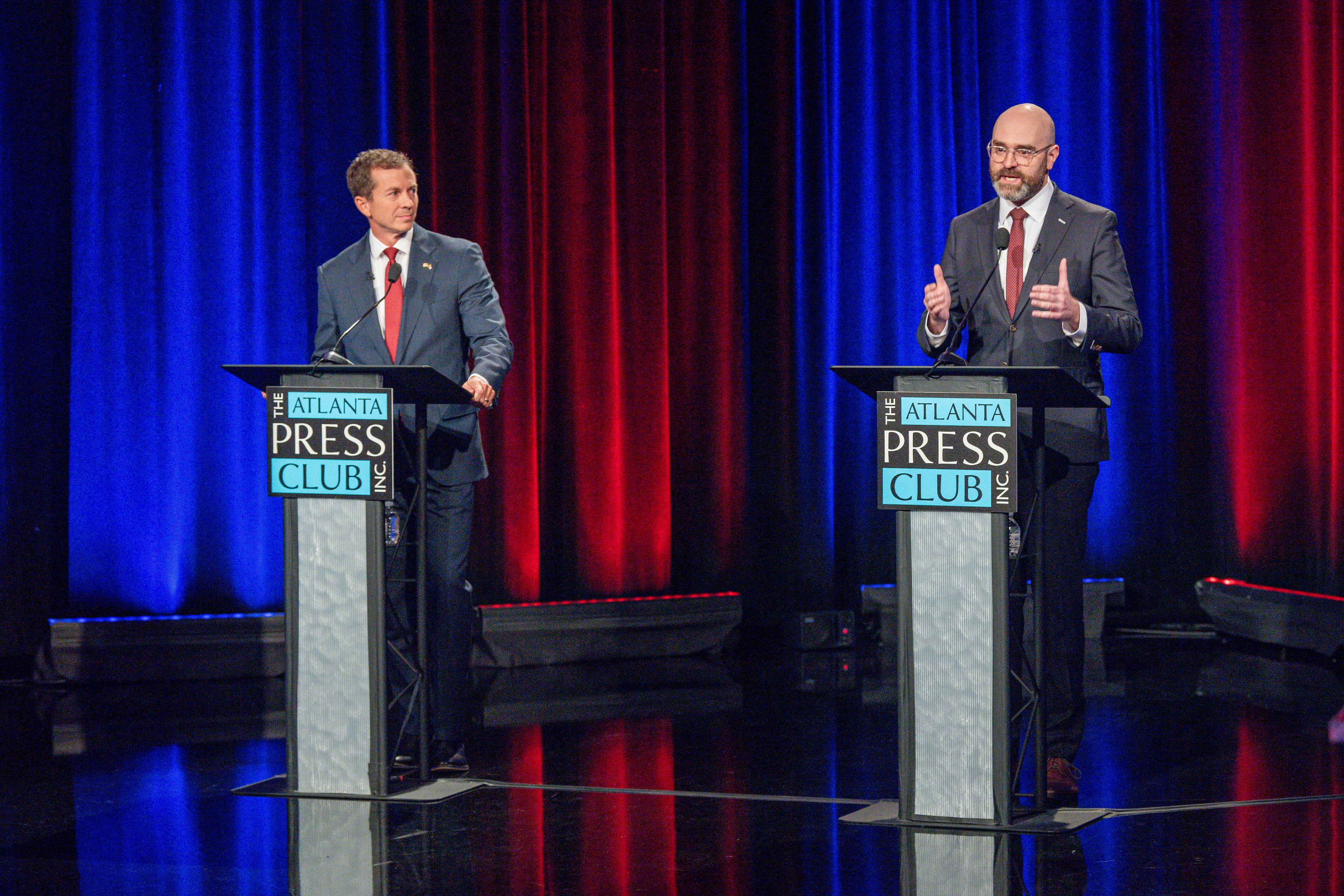 Republican Greg Dolezal, left, and Democrat Josh McLaurin participate in a debate for lieutenant governor on Monday. (Pool photos by J Glenn Photography)