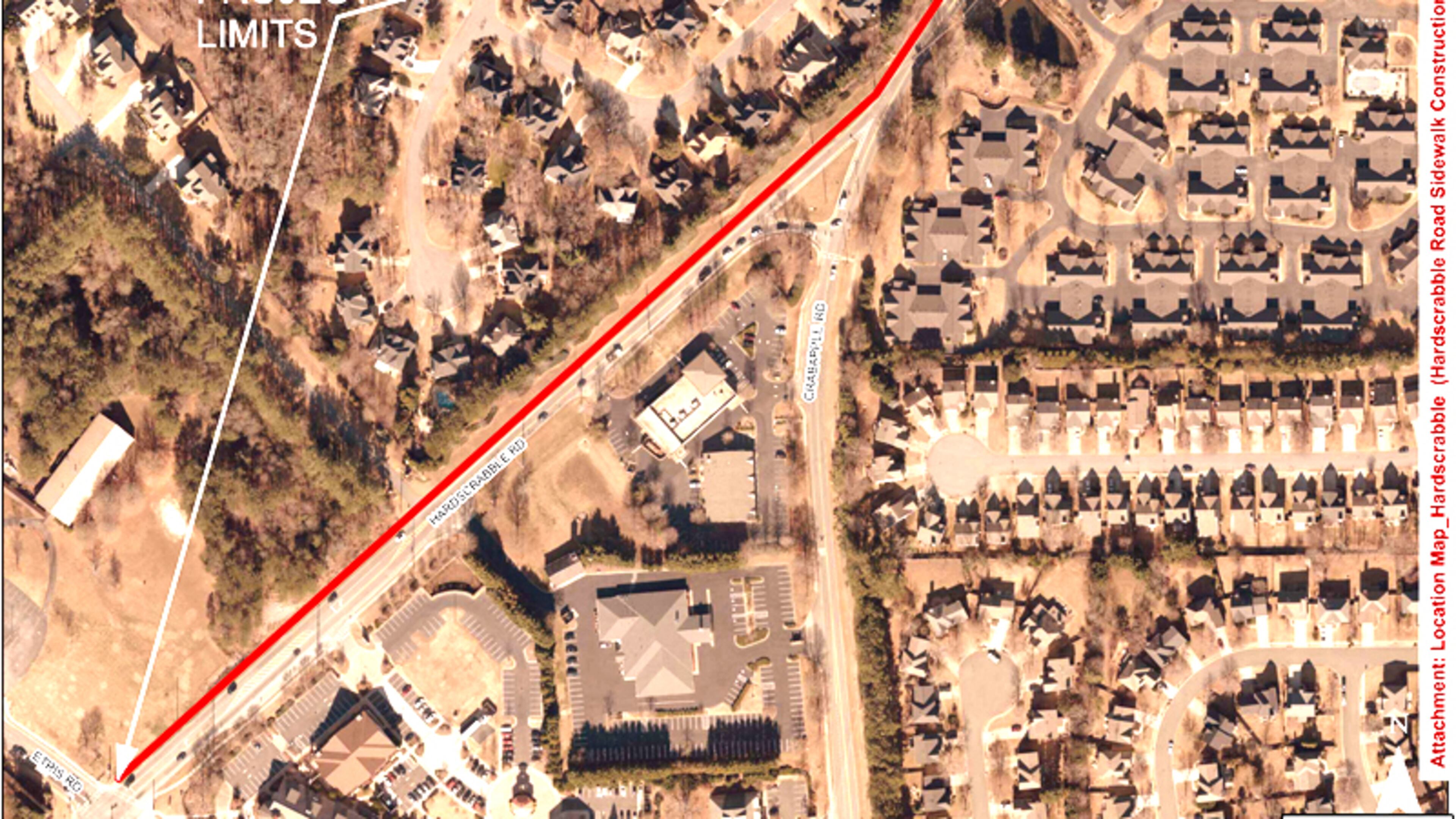 Work will begin soon on a new sidewalk along the west side of Hardscrabble Road between Etris and Rucker roads in Roswell. Construction will take about 90 days. CITY OF ROSWELL