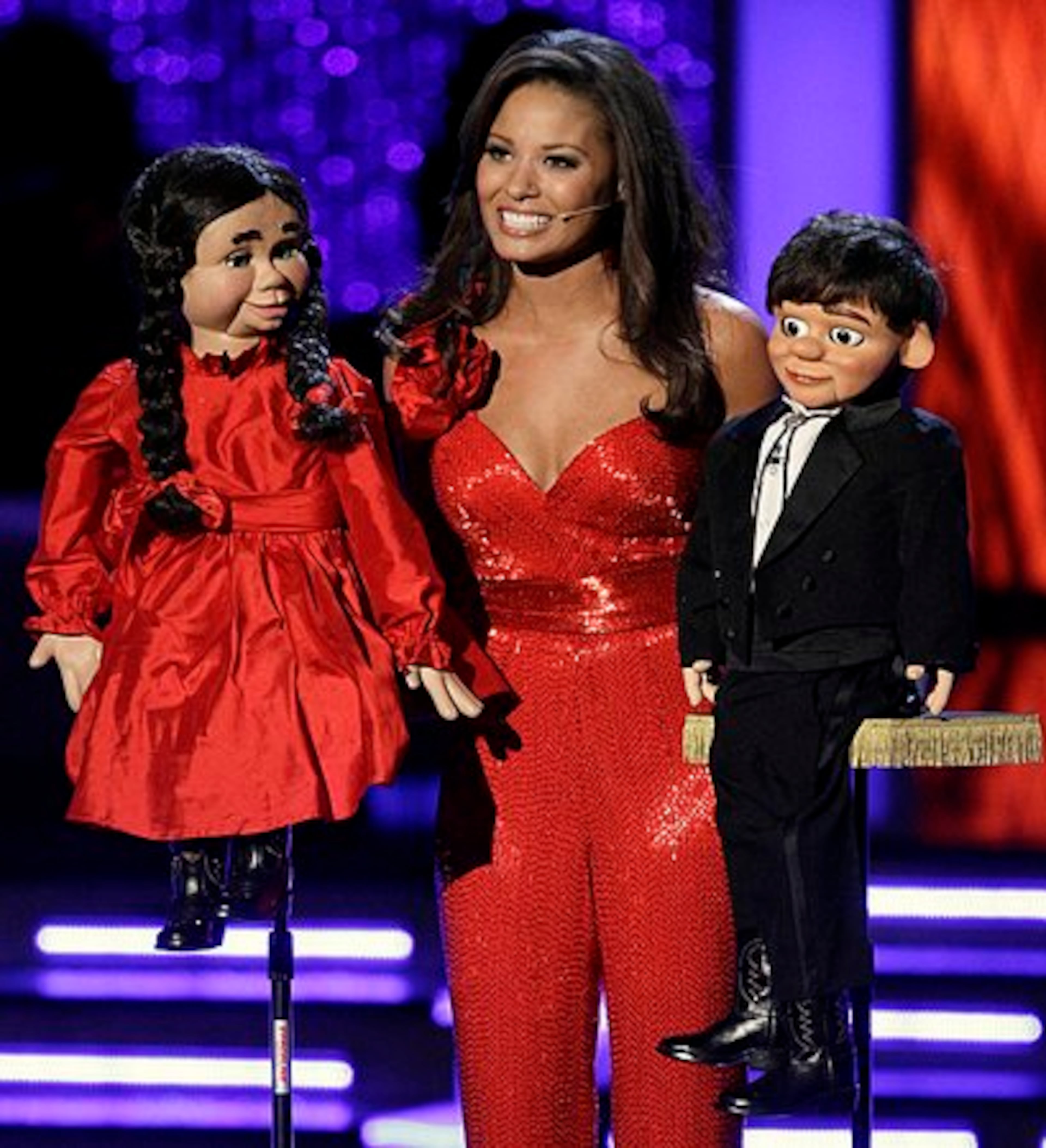 Alyse Eady, Miss Arkansas, performs a ventriloquist act in the talent competition during the Miss America pageant, Saturday, Jan. 15, 2011 in Las Vegas.