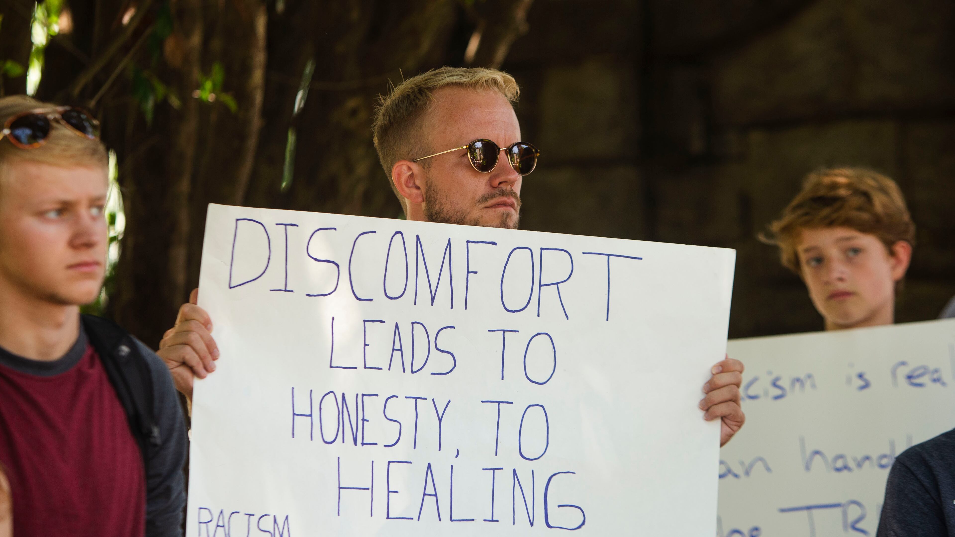 David Harbin, an educator at City Schools of Decatur, participates in a back-to-school rally for Georgia educators on Saturday, July 23, 2022, at Piedmont Park in Atlanta. Teachers, community members and students gathered to speak against new state legislative action banning selected books from school libraries and prohibiting the teaching of divisive concepts in U.S. History. (Christina Matacotta for The Atlanta Journal-Constitution)