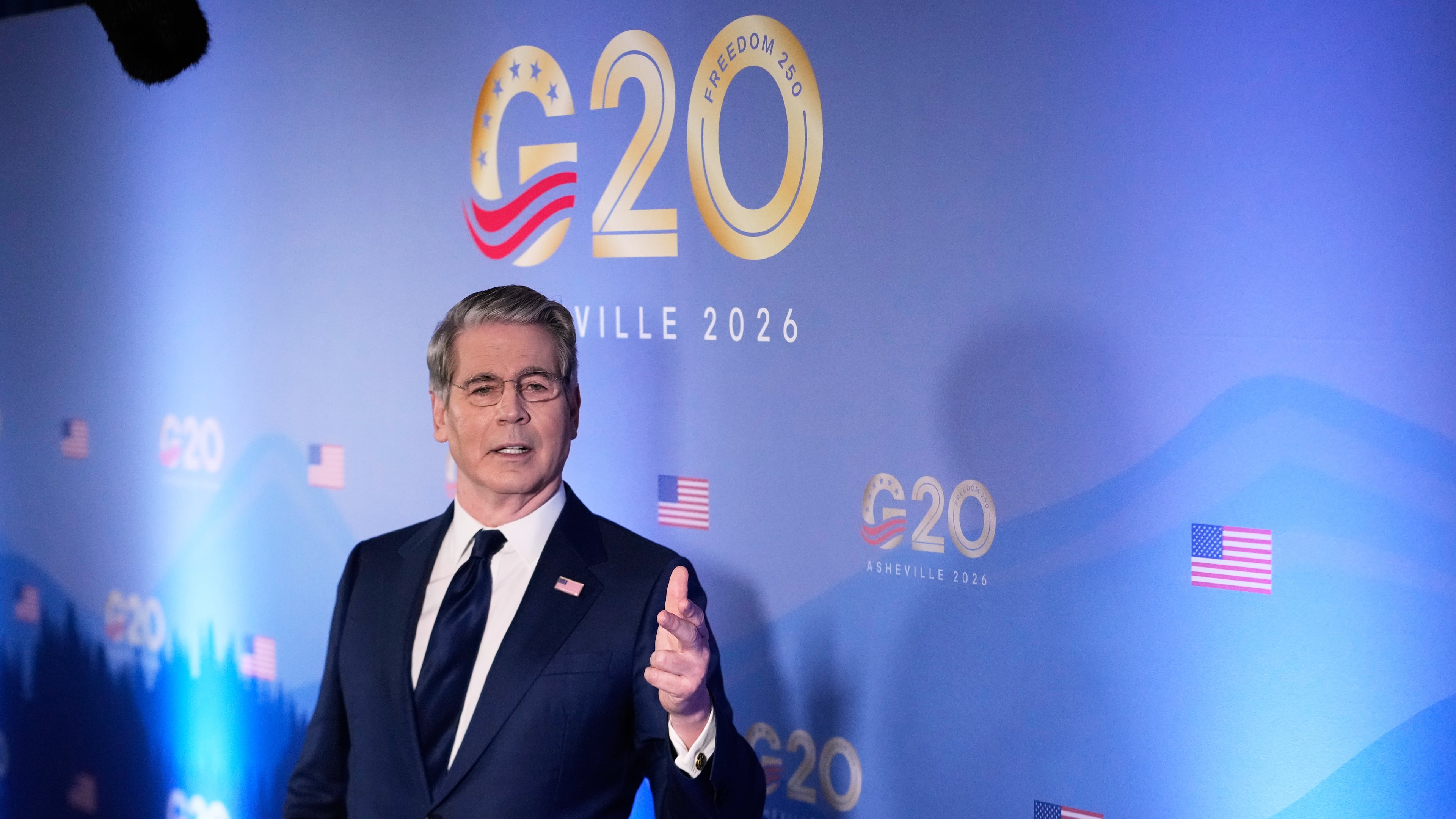 Treasury Secretary Scott Bessent speaks to reporters at the G20 Finance Ministerial in Asheville, N.C., Tuesday, Sept. 1, 2026.(AP Photo/Gerald Herbert)