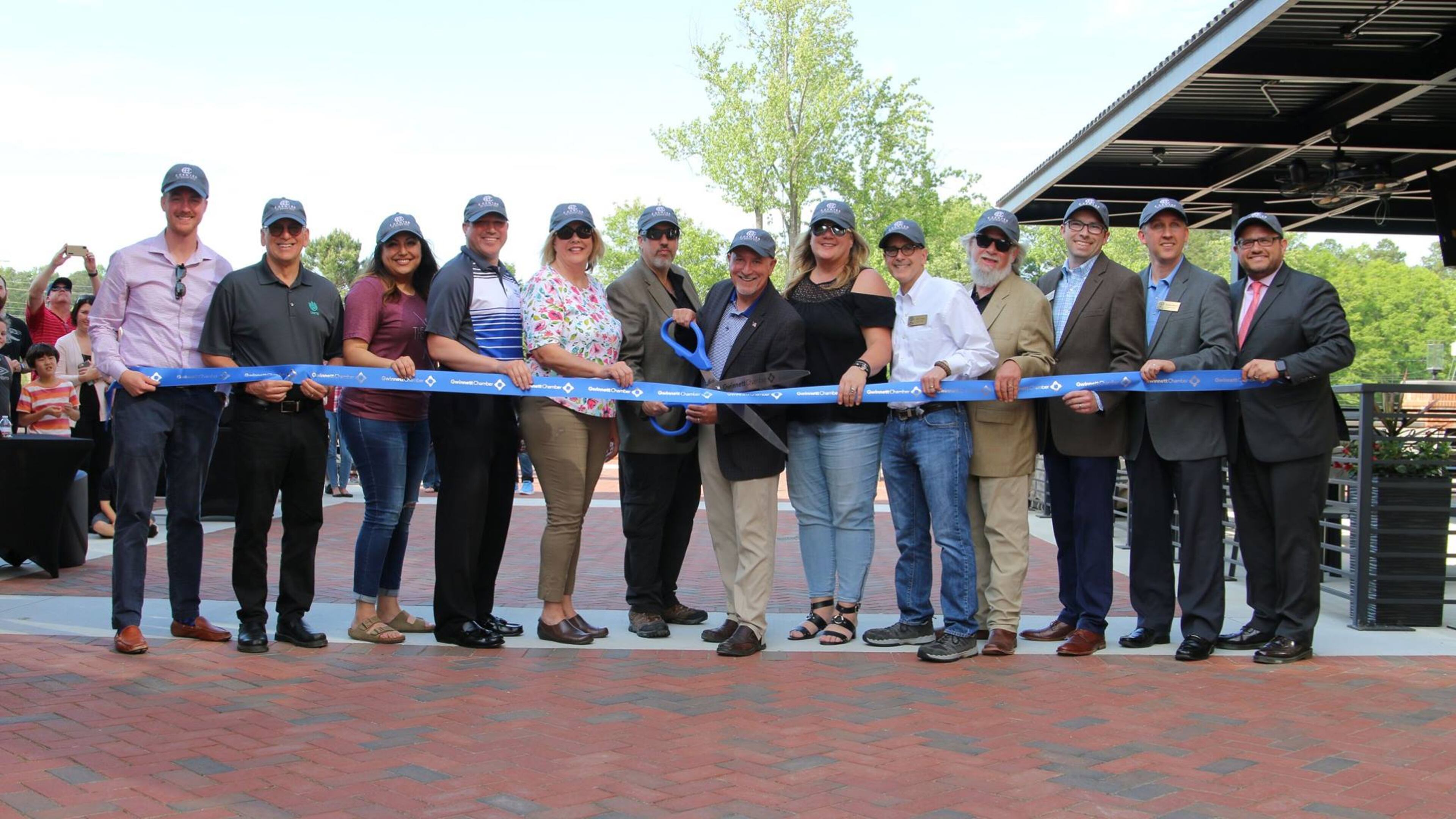 Sugar Hill officials, residents and business leaders gathered on April 23 to dedicate the city’s E Center. (Courtesy City of Sugar Hill)