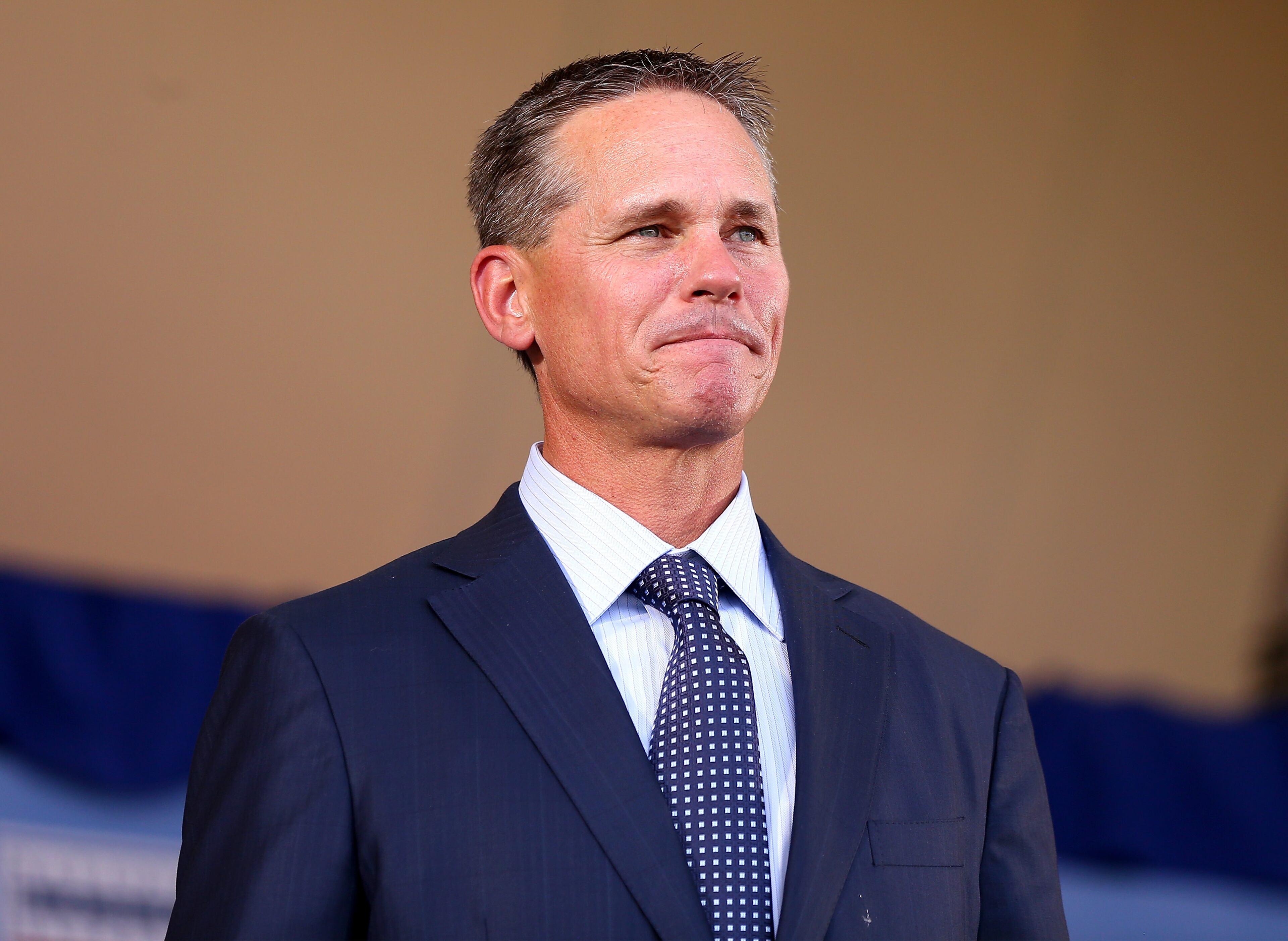 COOPERSTOWN, NY - JULY 26: Craig Biggio smiles as he is introduced during the Hall of Fame Induction Ceremony at National Baseball Hall of Fame on July 26, 2015 in Cooperstown, New York. Biggio was inducted with Pedro Martinez,Randy Johnson and John Smoltz. (Photo by Elsa/Getty Images)