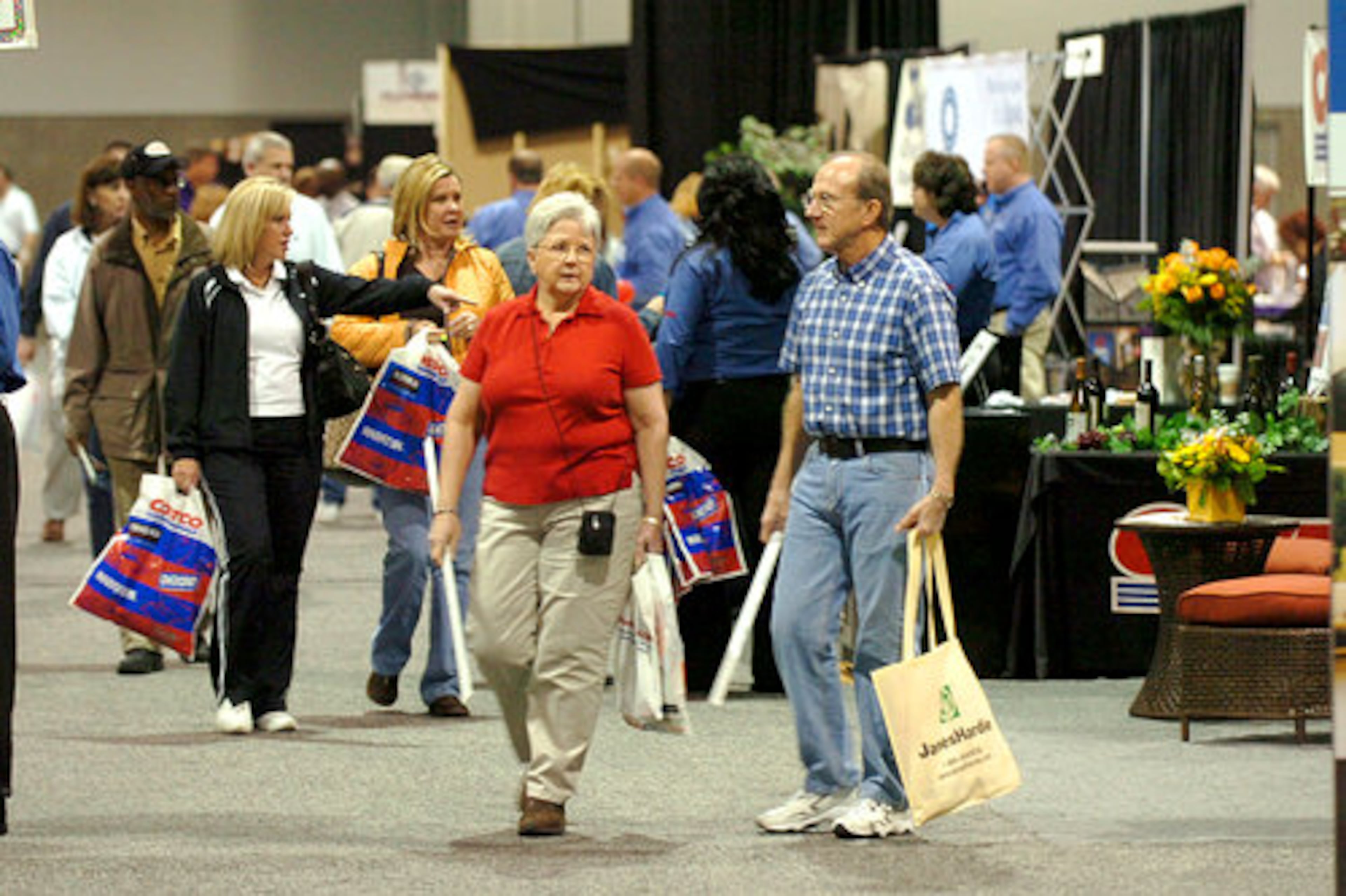 People look at the different displays at the show.