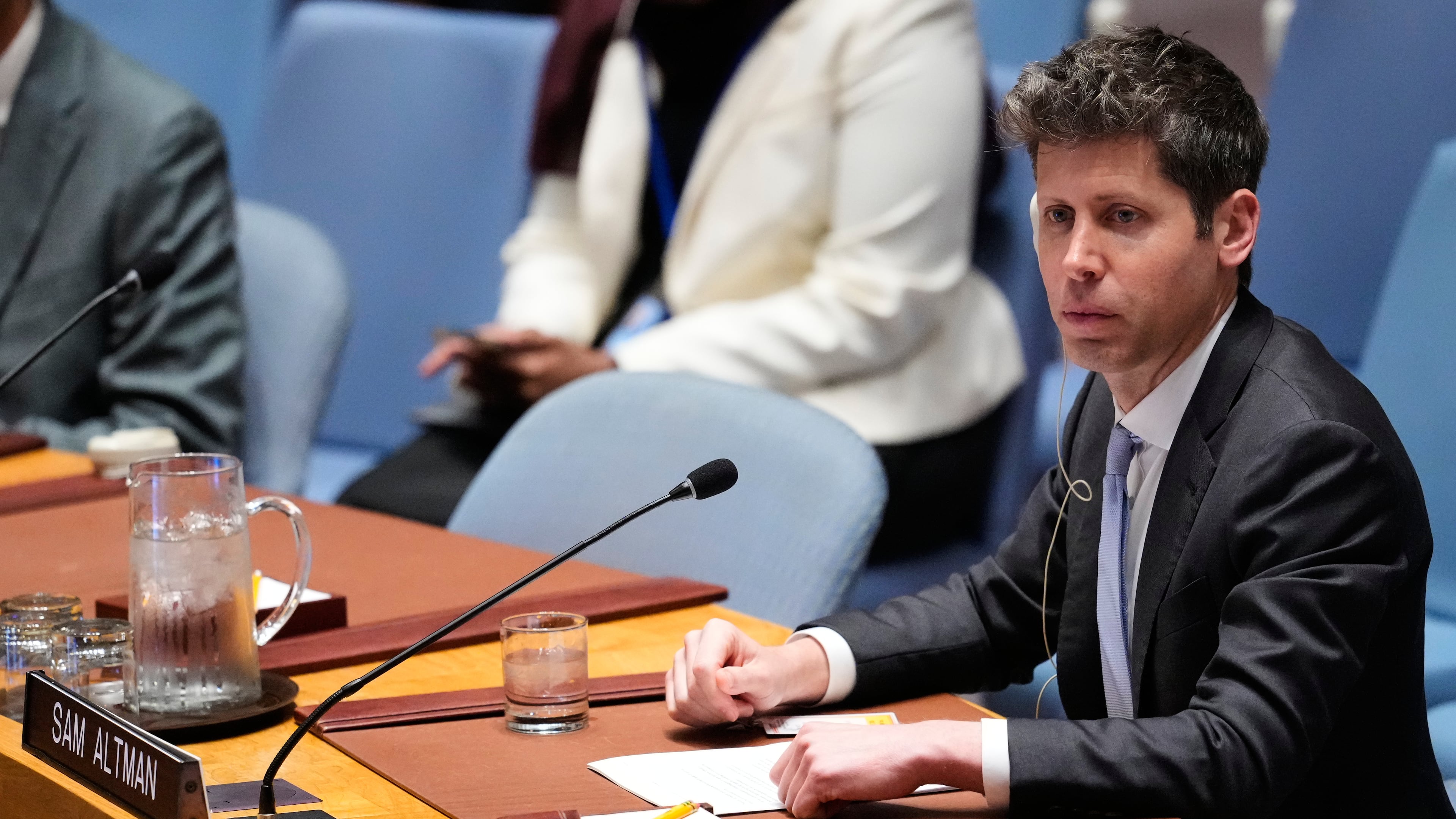 Sam Altman, CEO of OpenAI, listens during a Security Council meeting on artificial intelligence at the 81st session of the United Nations General Assembly at United Nations headquarters, Wednesday, Sept. 23, 2026. (AP Photo/Yuki Iwamura)
