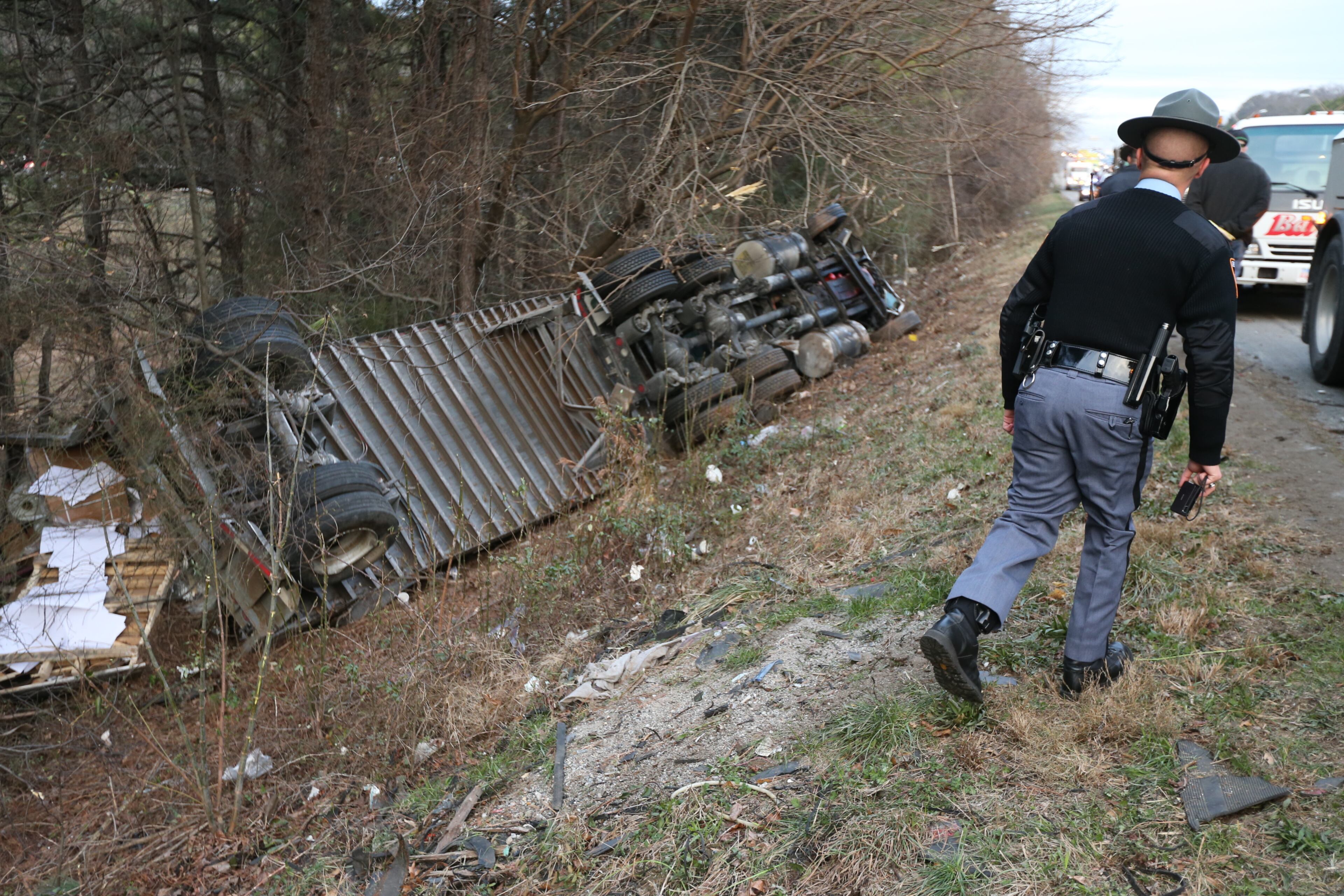 Rush hour traffic backed up more than eight miles Thursday morning behind a truck wreck on I-75 in Cobb County. All lanes had reopened by 10:30 a.m., but the truck was still overturned, emergency vehicles remained on the scene and southbound traffic was still backed up about three miles.