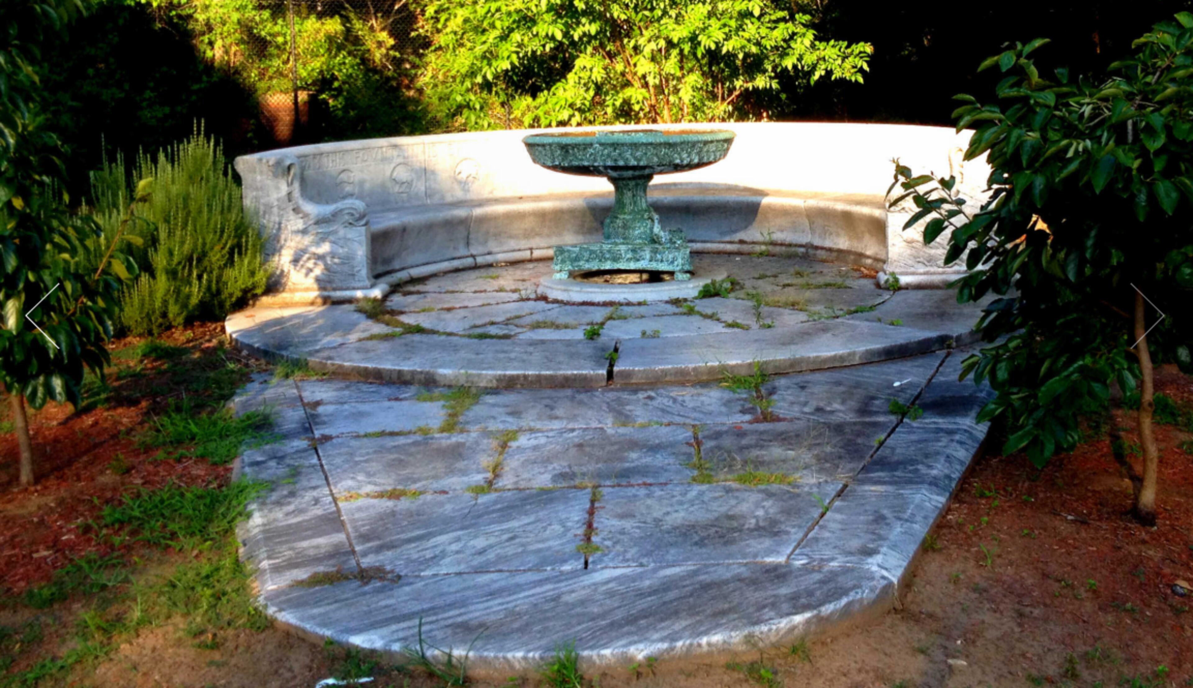 This is what the Erskine Memorial Fountain looks like now — neglected, corroded and full of weeds. FRIENDS OF ERSKINE