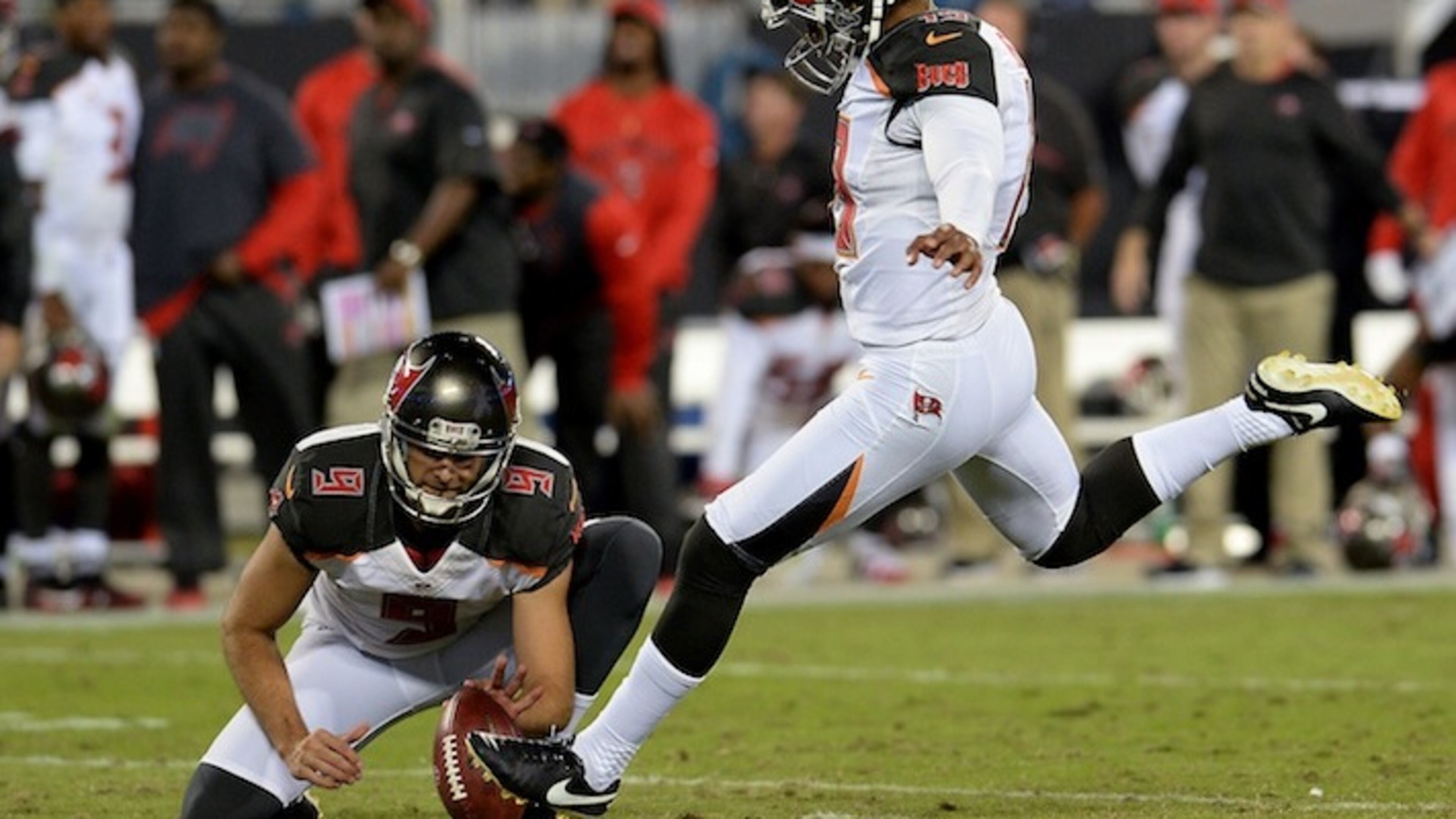 Tampa Bay Buccaneers kicker Roberto Aguayo converts the game-winning field goal in the fourth quarter against the Carolina Panthers at Bank of America Stadium in Charlotte, N.C., on October 10, 2016. The Bucs parted ways with Aguayo on Saturday, Aug. 12, 2017, letting the second-round draft pick go after just one season on the job. (Jeff Siner/Charlotte Observer/TNS)