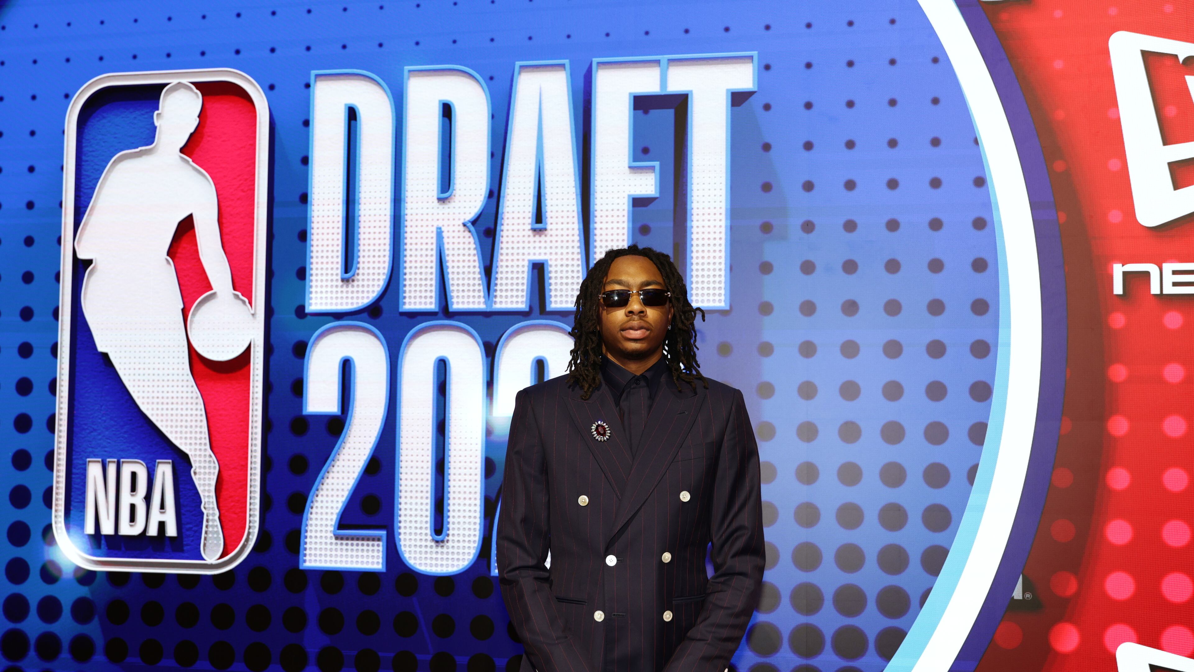 Isaiah Evans arrives for the first round of the NBA basketball draft Tuesday, June 23, 2026, in New York. (AP Photo/Adam Hunger)